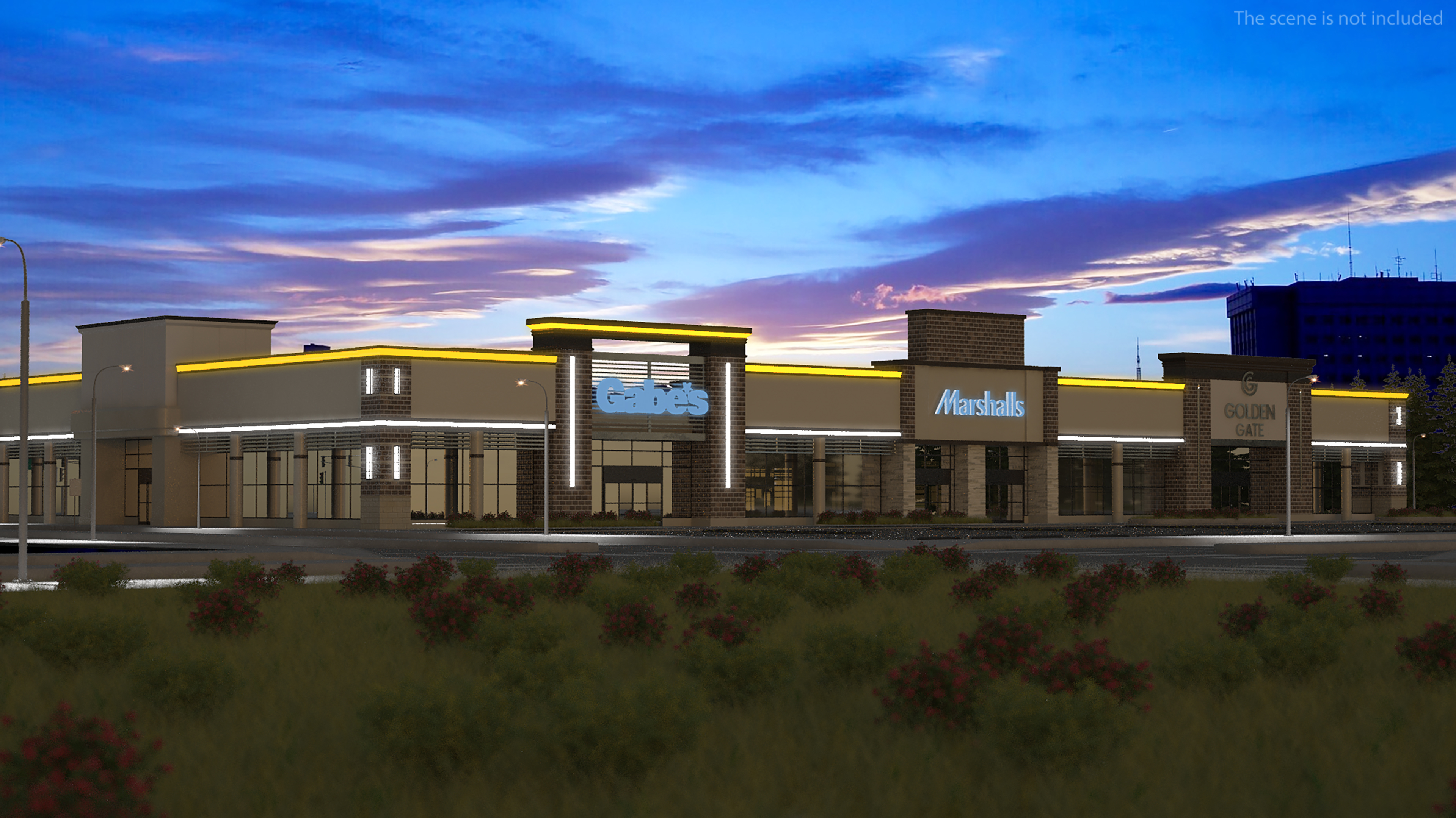 3D Strip Mall Night