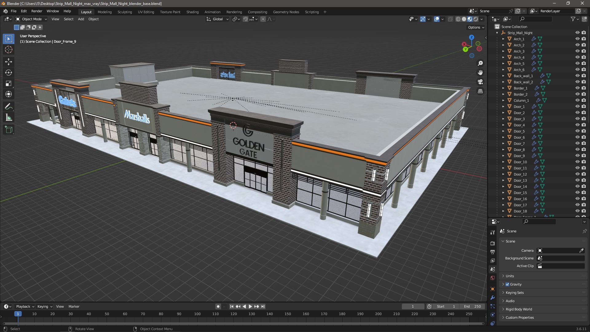 3D Strip Mall Night