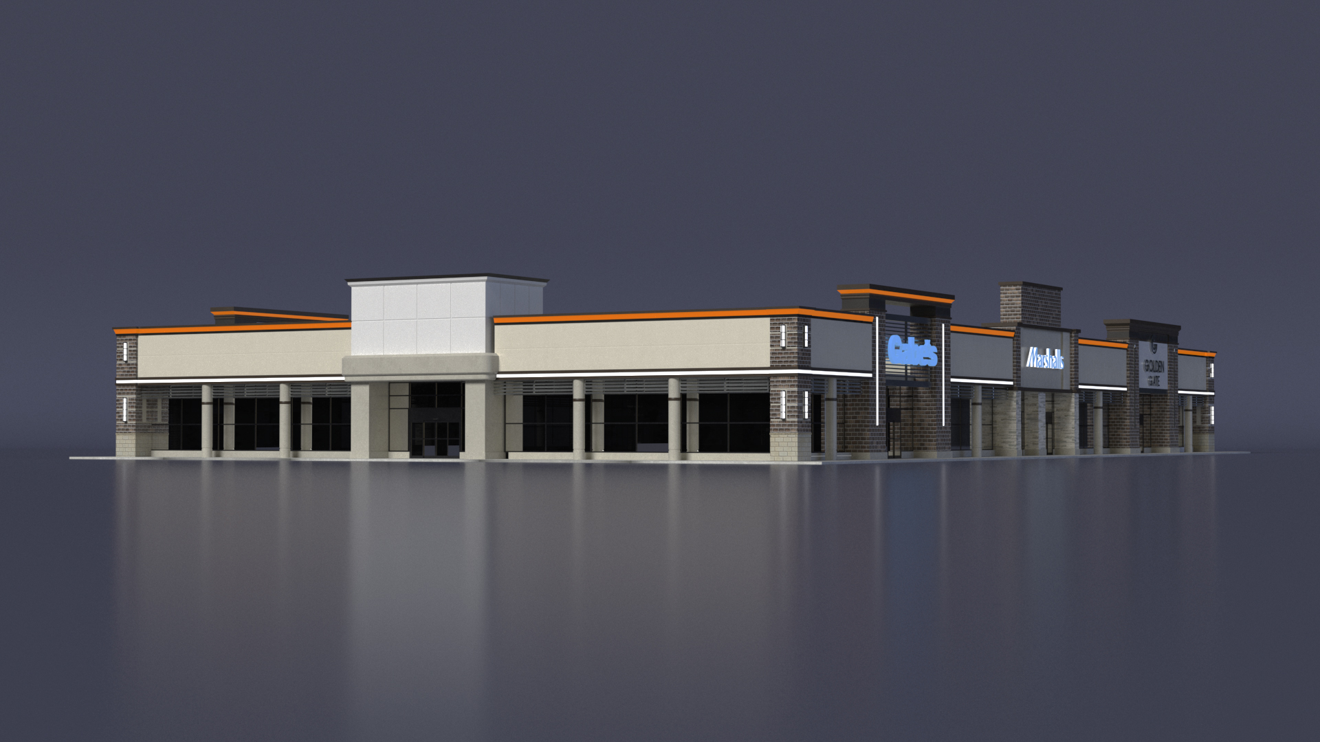3D Strip Mall Night