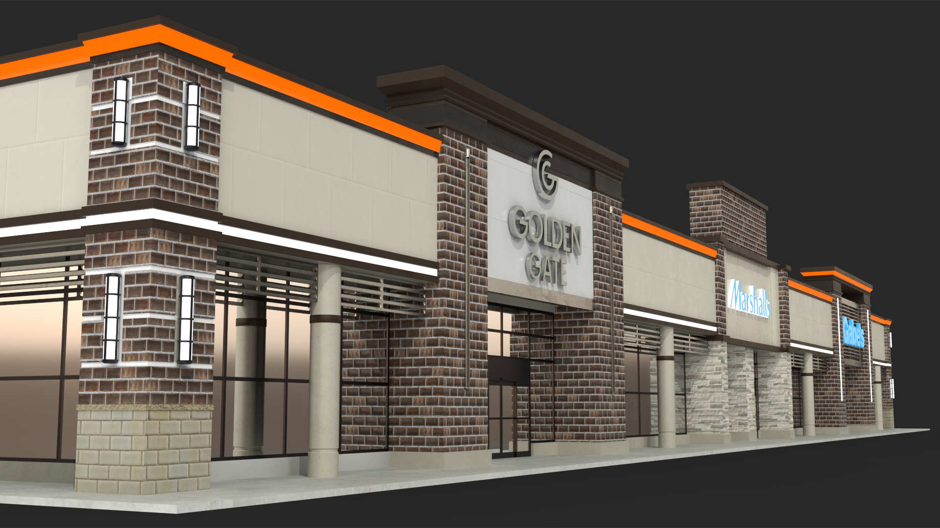 3D Strip Mall Night