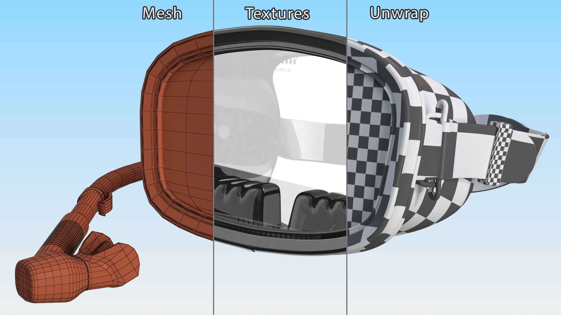 Scuba Diving Mask and Snorkel 3D model