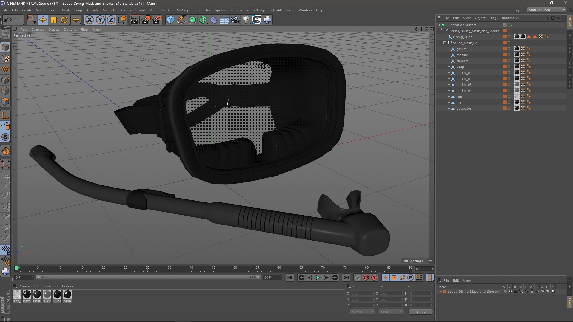 Scuba Diving Mask and Snorkel 3D model