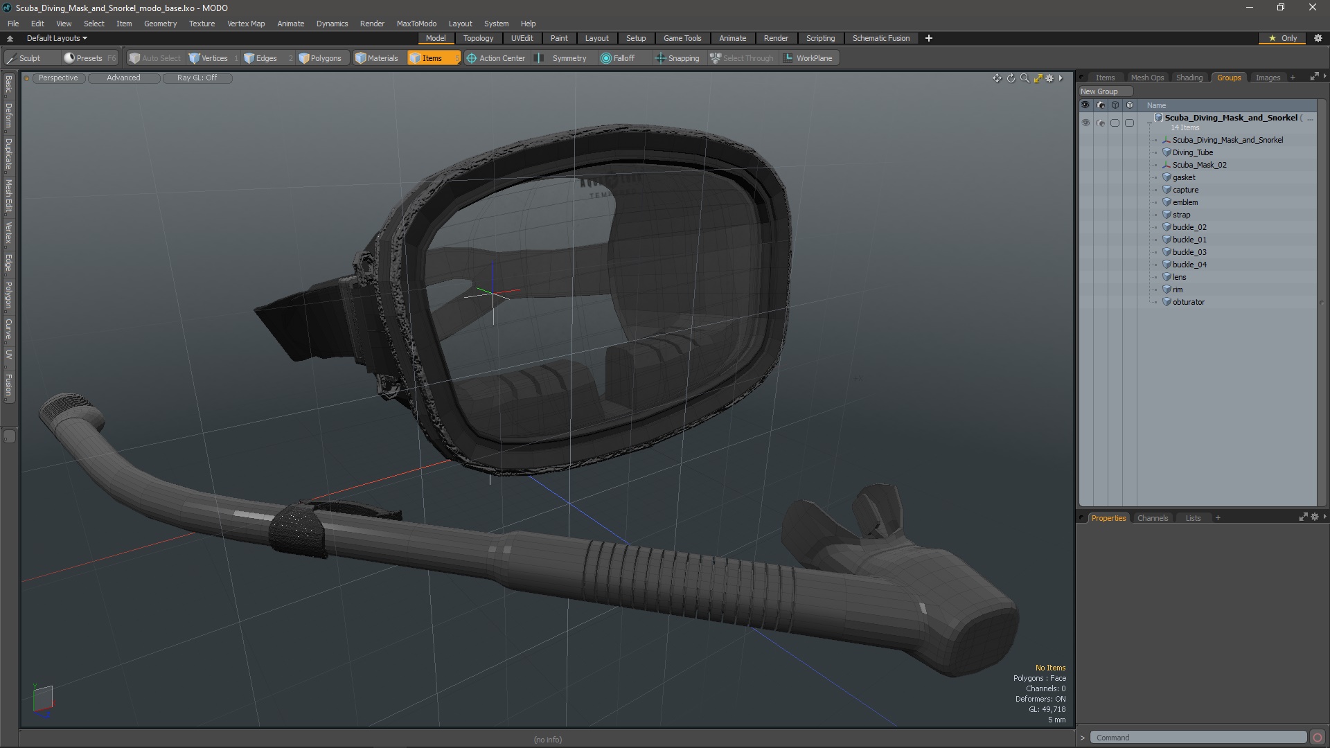 Scuba Diving Mask and Snorkel 3D model