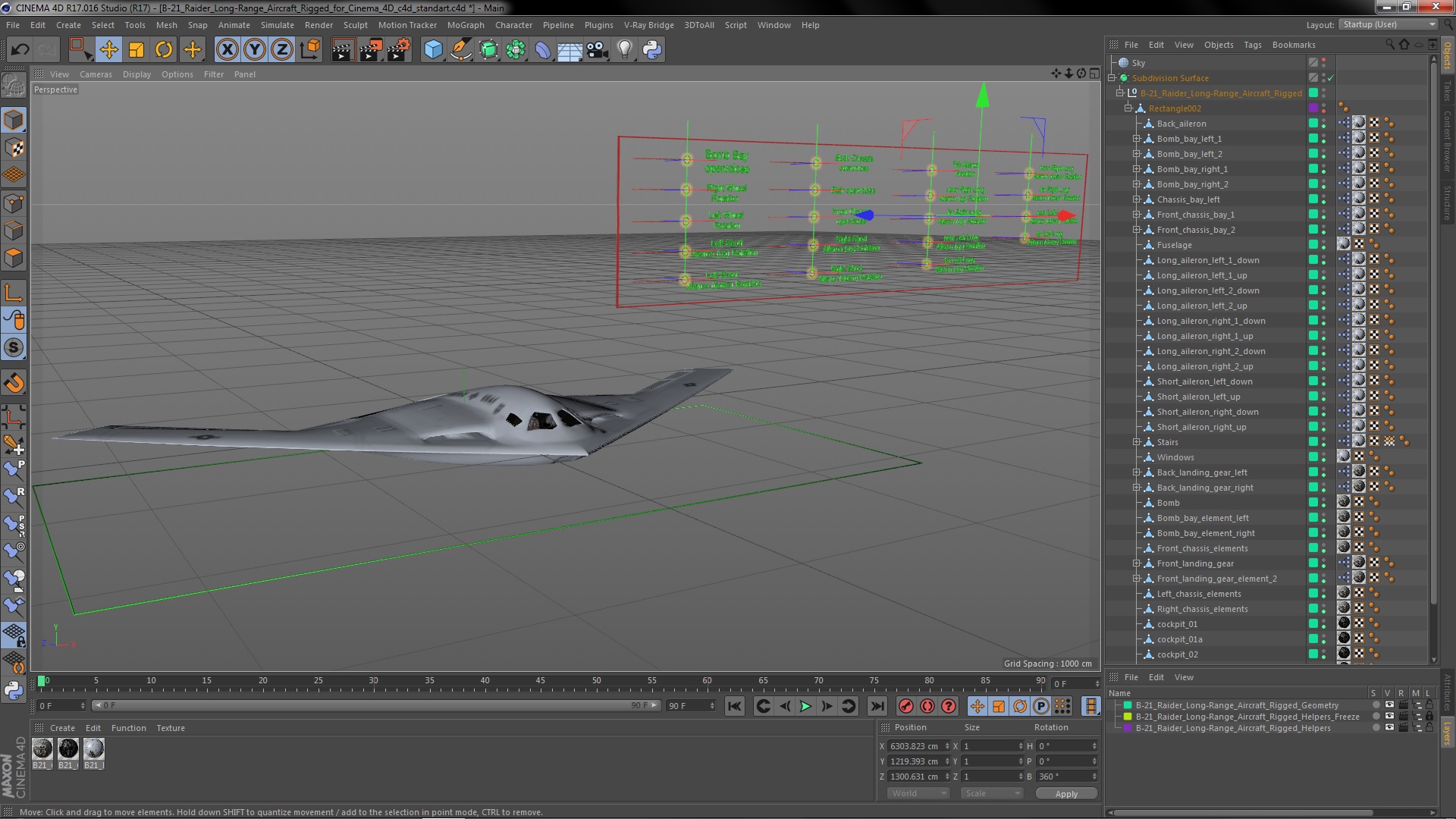 B-21 Raider Long-Range Aircraft Rigged for Cinema 4D 3D
