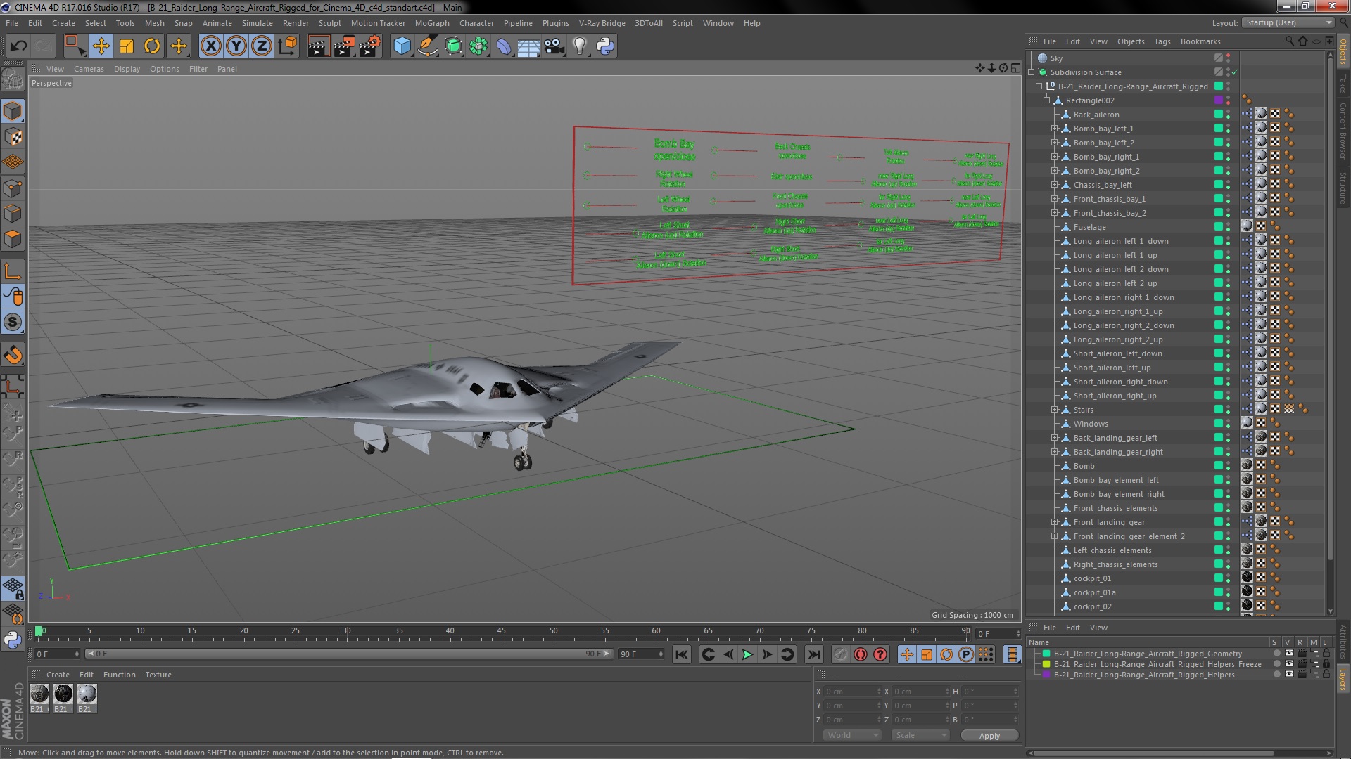 B-21 Raider Long-Range Aircraft Rigged for Cinema 4D 3D