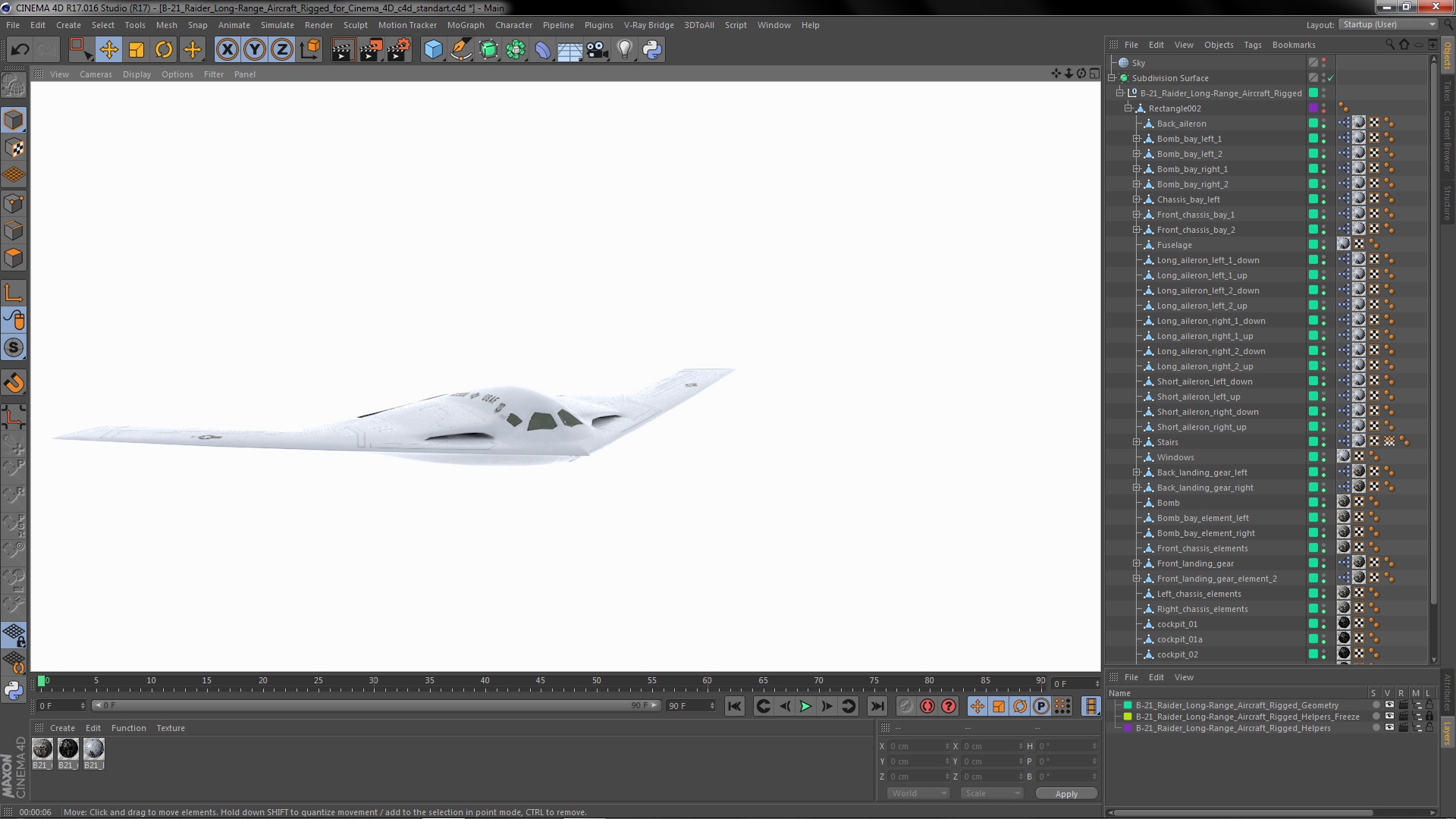 B-21 Raider Long-Range Aircraft Rigged for Cinema 4D 3D