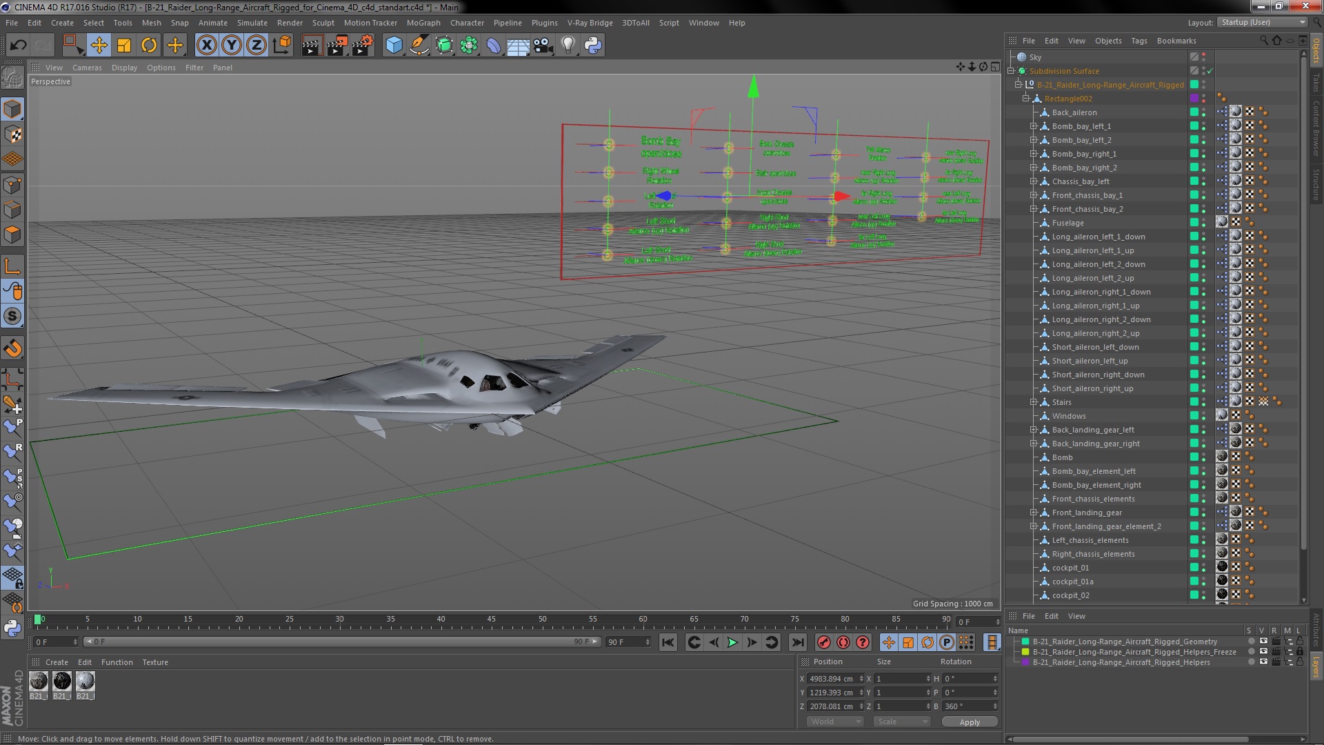 B-21 Raider Long-Range Aircraft Rigged for Cinema 4D 3D