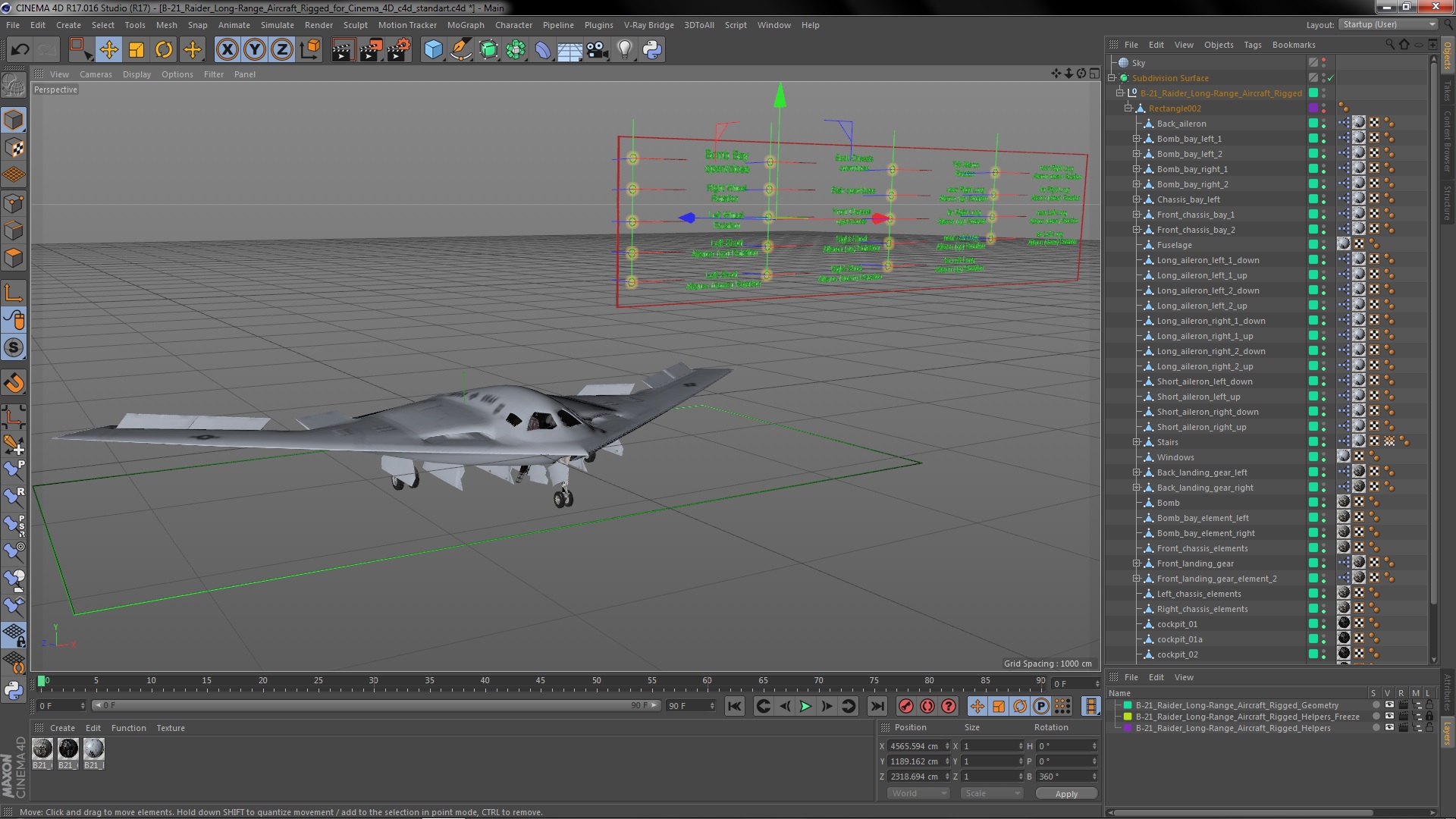B-21 Raider Long-Range Aircraft Rigged for Cinema 4D 3D