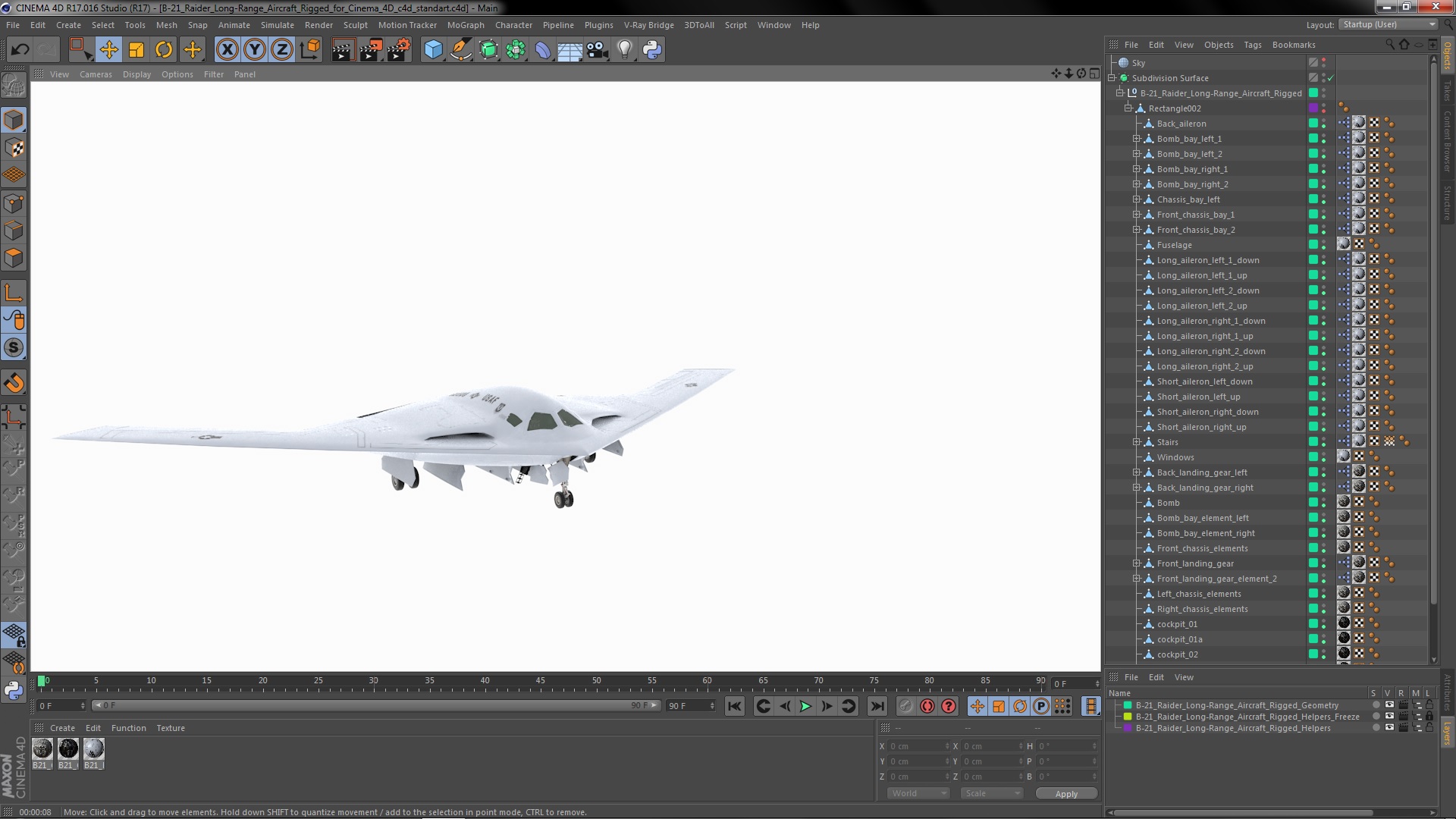 B-21 Raider Long-Range Aircraft Rigged for Cinema 4D 3D