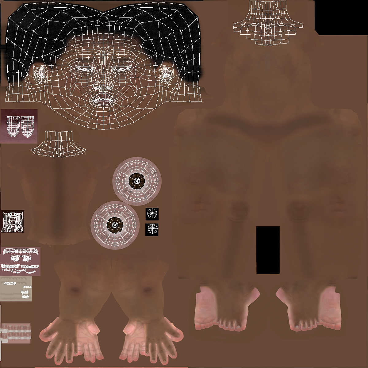 African Baby Girl Light Skin Head Fur 3D