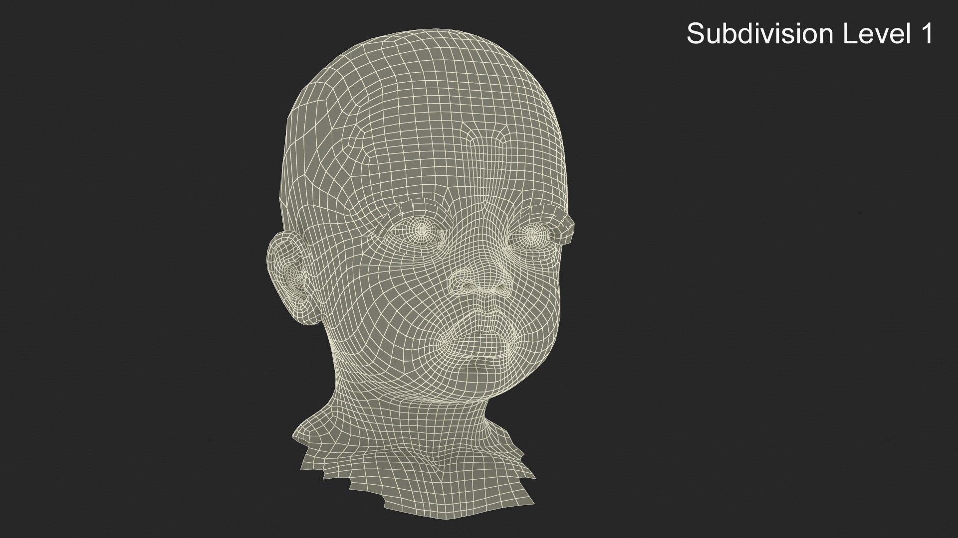 African Baby Girl Light Skin Head Fur 3D