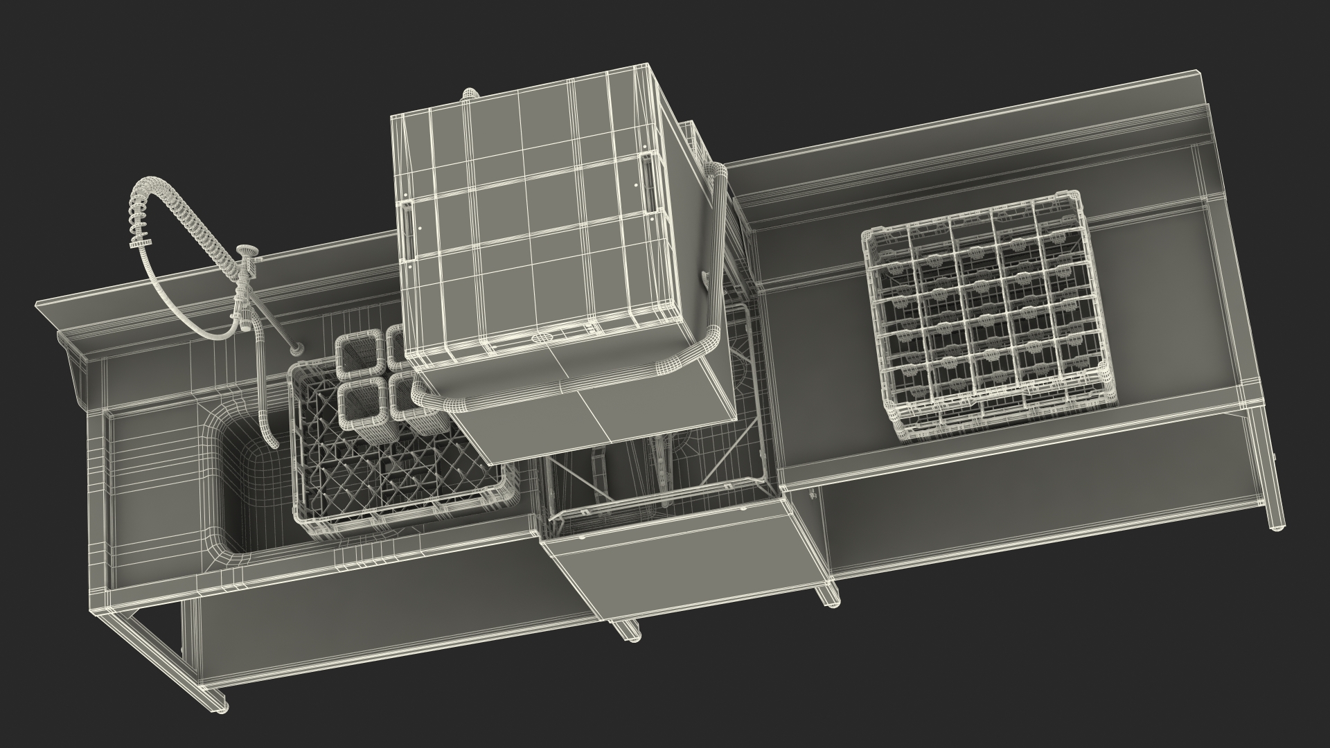 3D Dishwasher Hobart with Unloading Table model