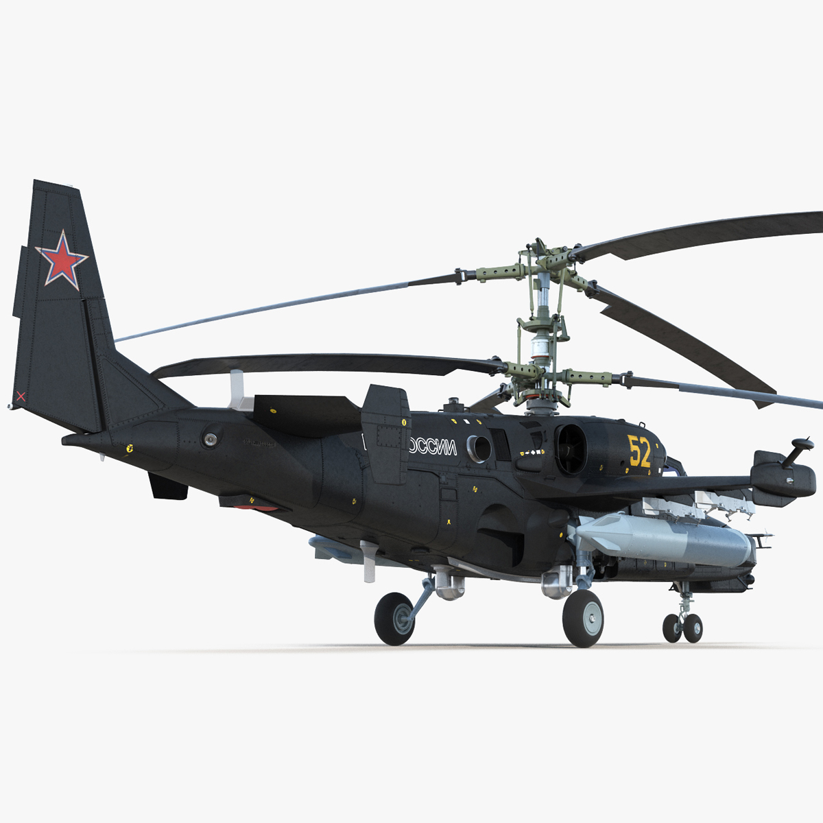 3D Kamov Ka 52 or Alligator Russian Attack Helicopter Rigged for Cinema 4D
