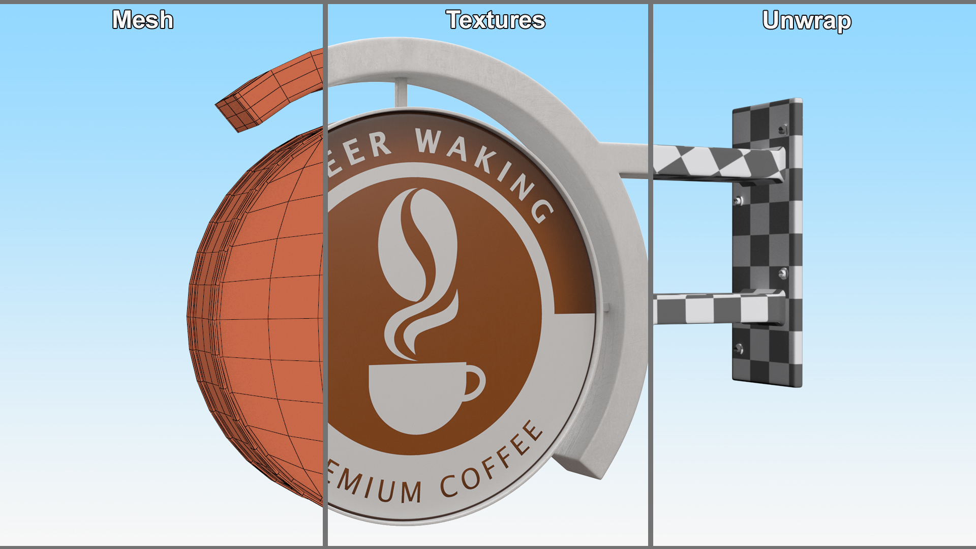 Coffee Shop Signage Wall Mounted 3D