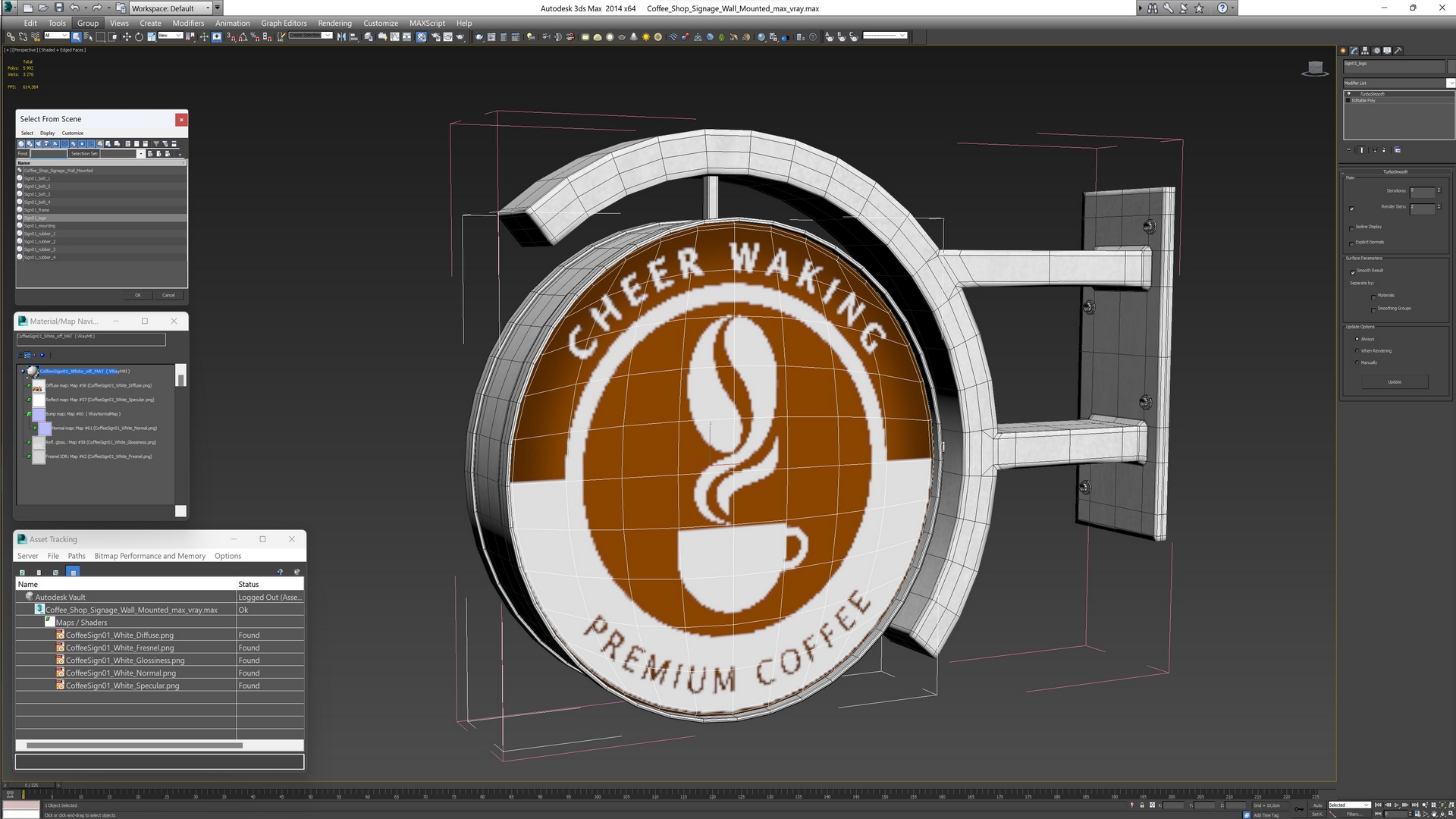 Coffee Shop Signage Wall Mounted 3D