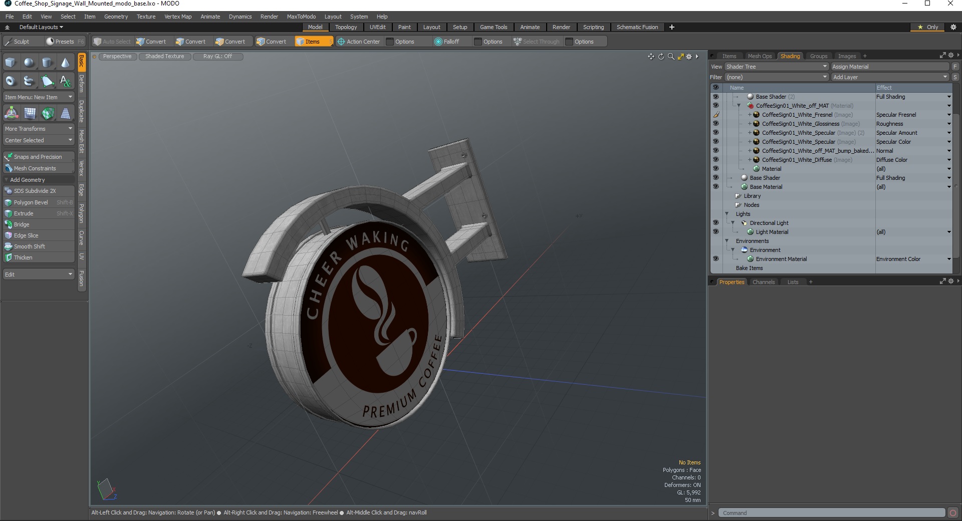 Coffee Shop Signage Wall Mounted 3D