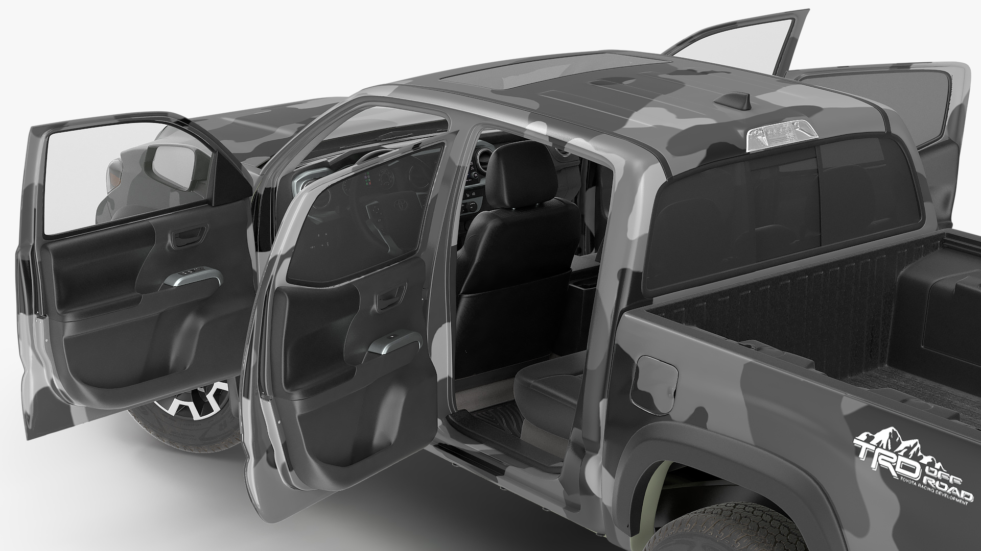 Toyota Tacoma TRD Off Road Gray Camouflage 2021 Rigged 3D model