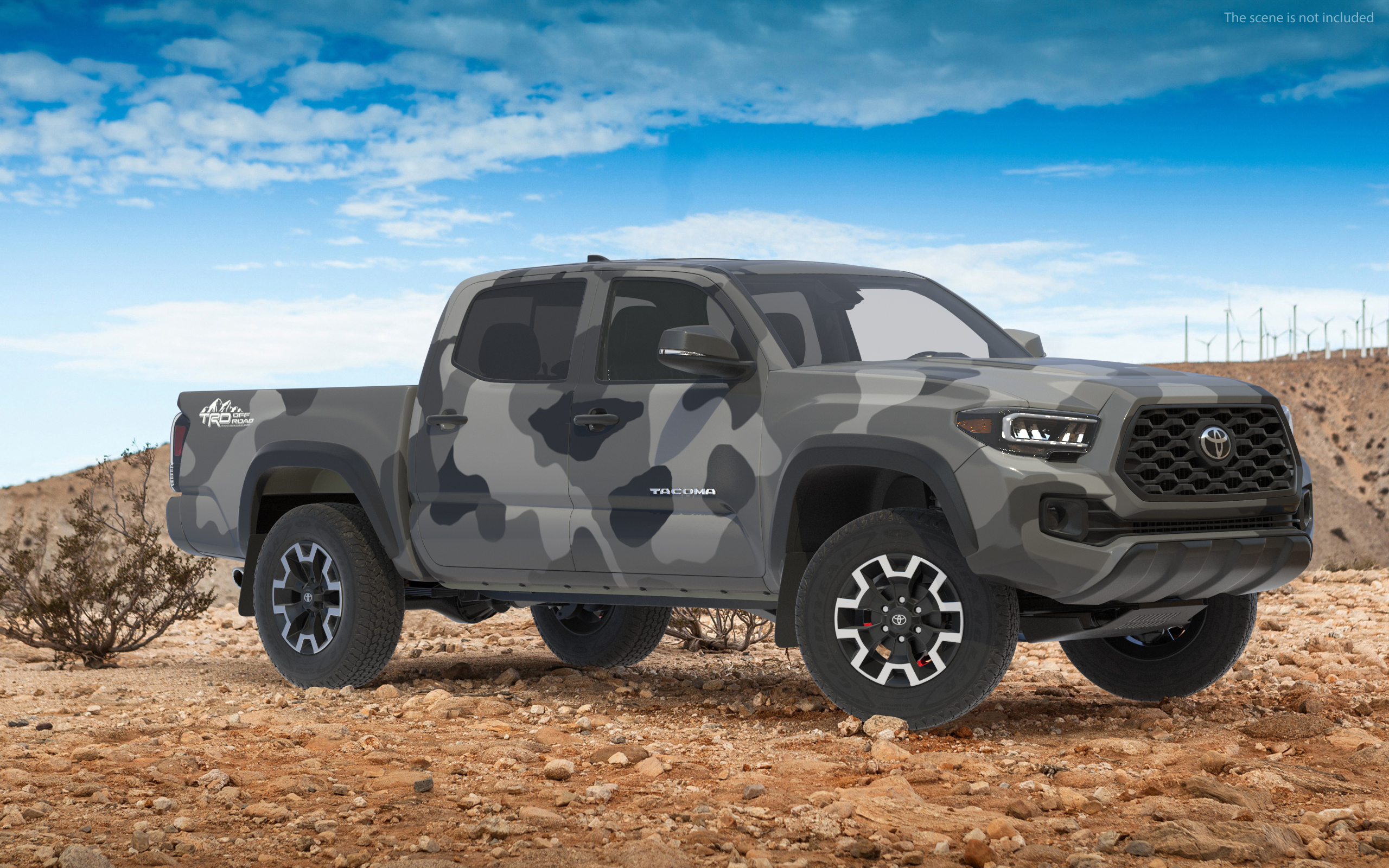 Toyota Tacoma TRD Off Road Gray Camouflage 2021 Rigged 3D model