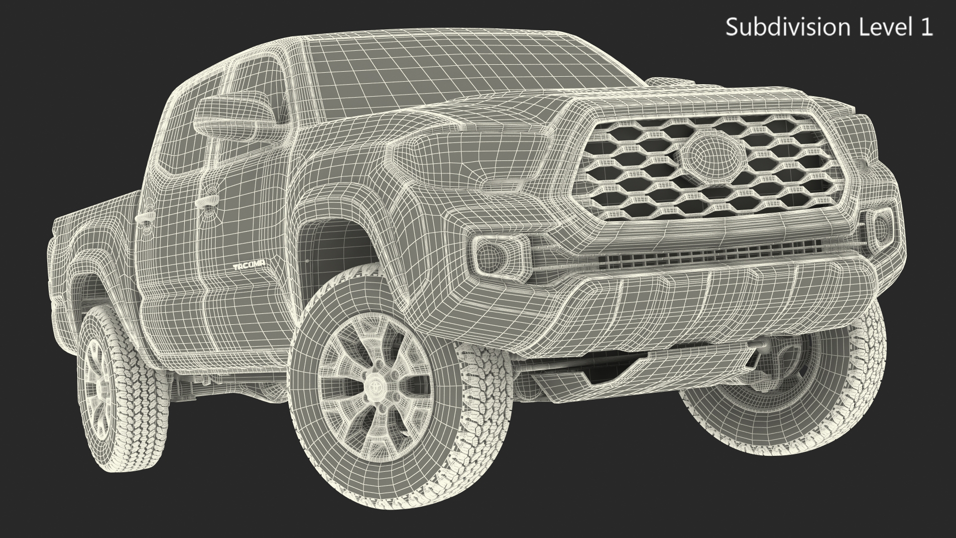 Toyota Tacoma TRD Off Road Gray Camouflage 2021 Rigged 3D model