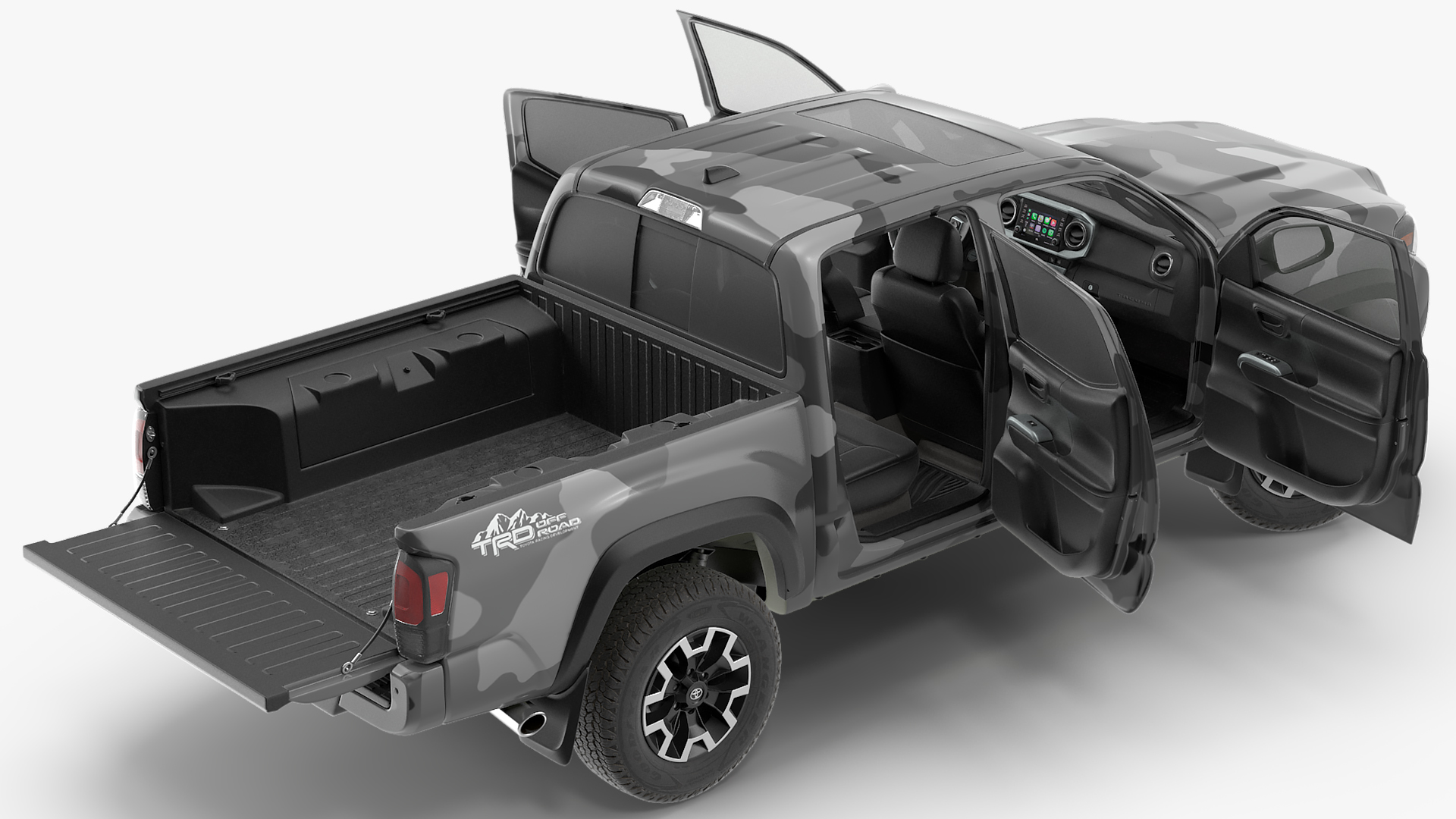Toyota Tacoma TRD Off Road Gray Camouflage 2021 Rigged 3D model
