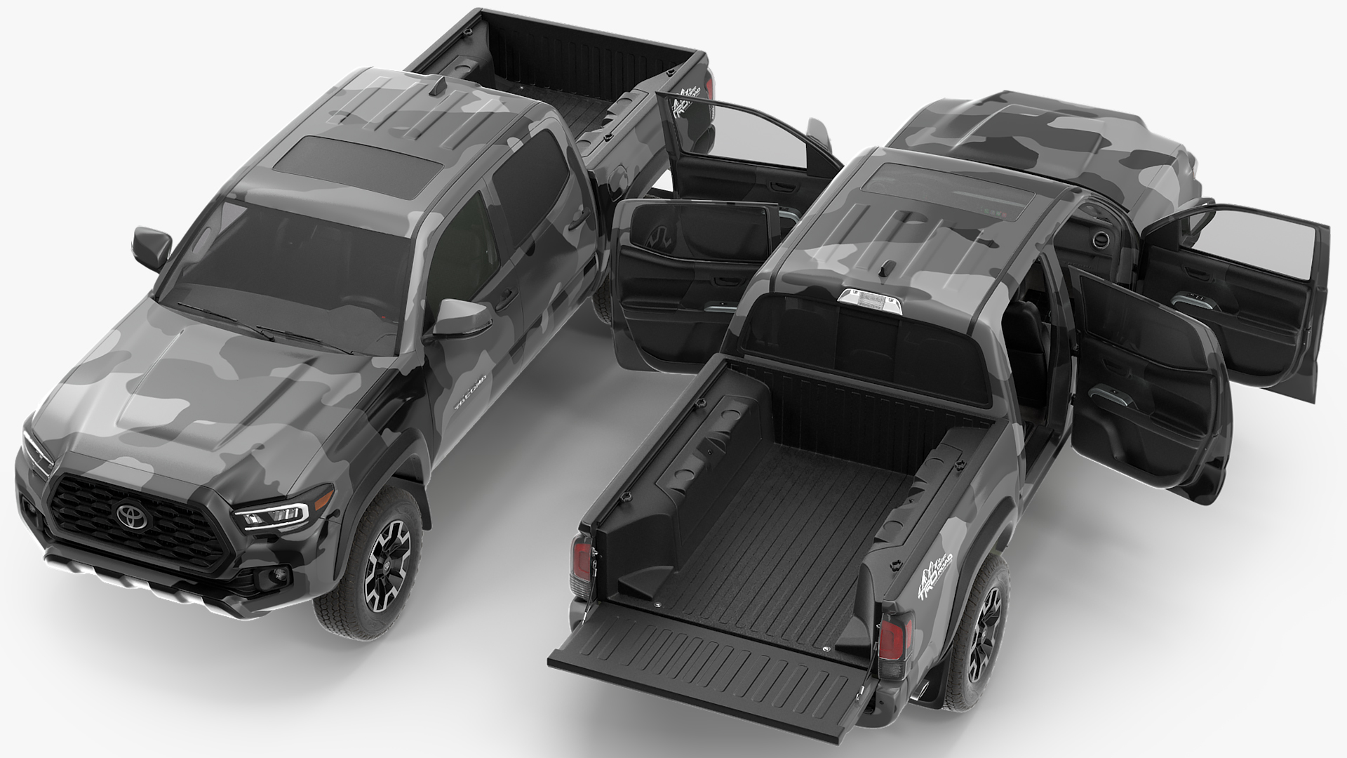 Toyota Tacoma TRD Off Road Gray Camouflage 2021 Rigged 3D model