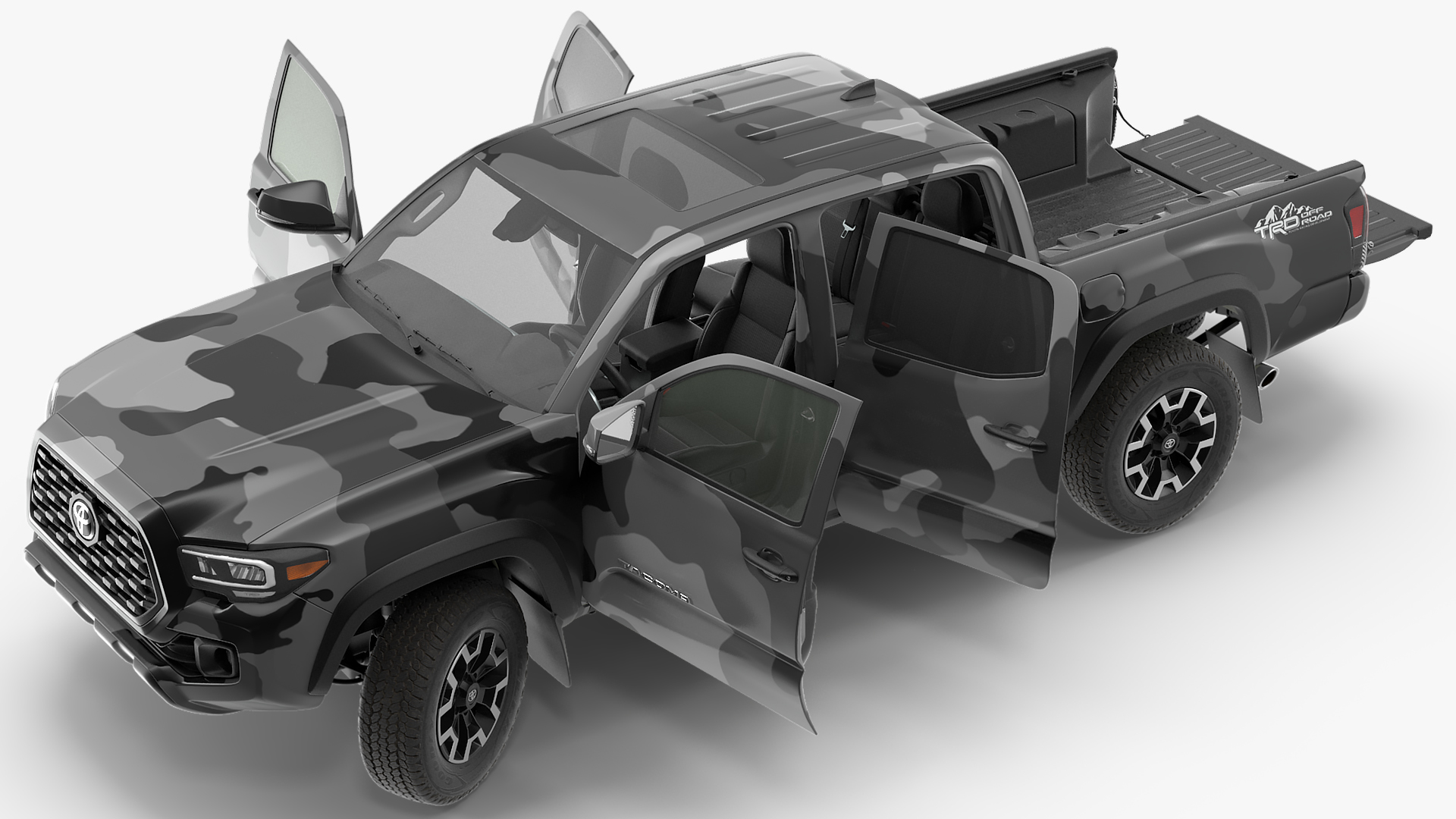 Toyota Tacoma TRD Off Road Gray Camouflage 2021 Rigged 3D model