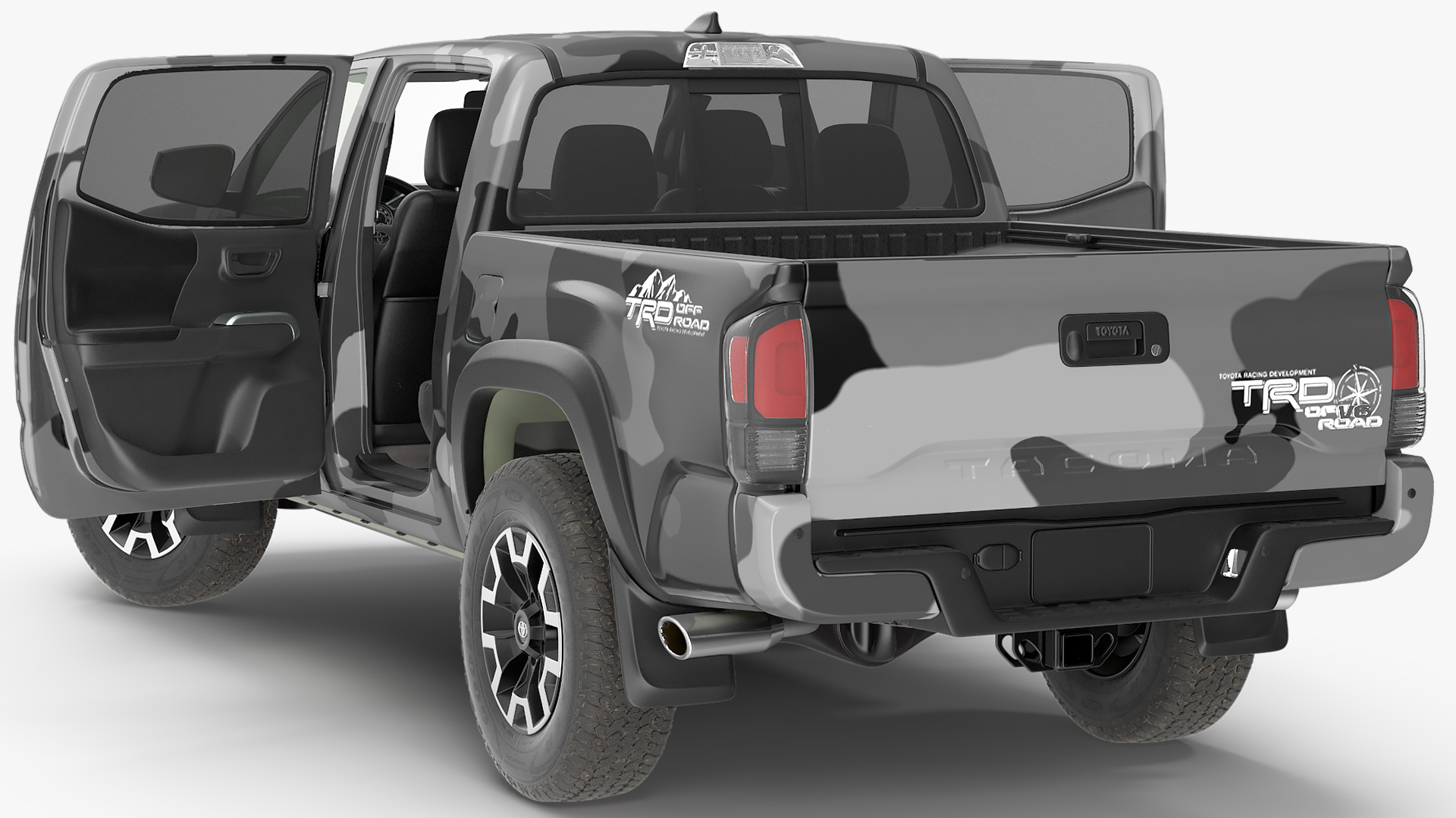 Toyota Tacoma TRD Off Road Gray Camouflage 2021 Rigged 3D model