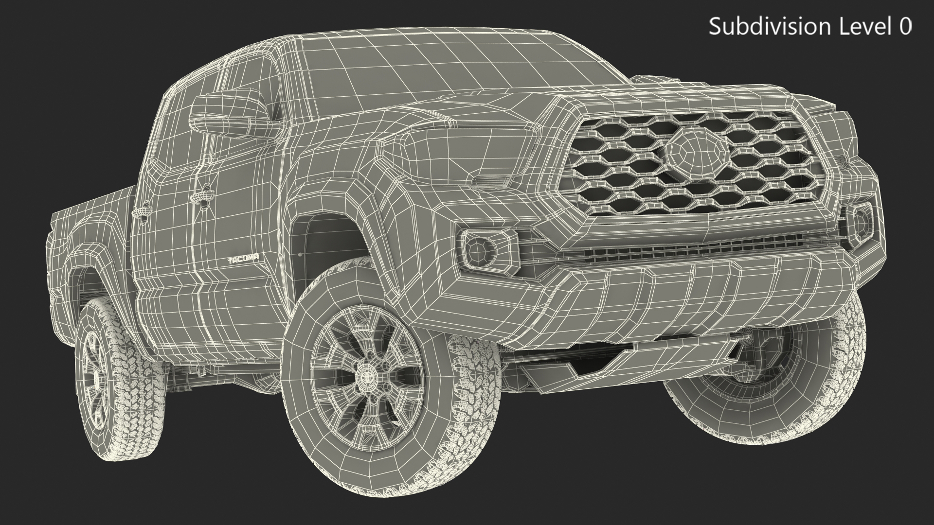 Toyota Tacoma TRD Off Road Gray Camouflage 2021 Rigged 3D model