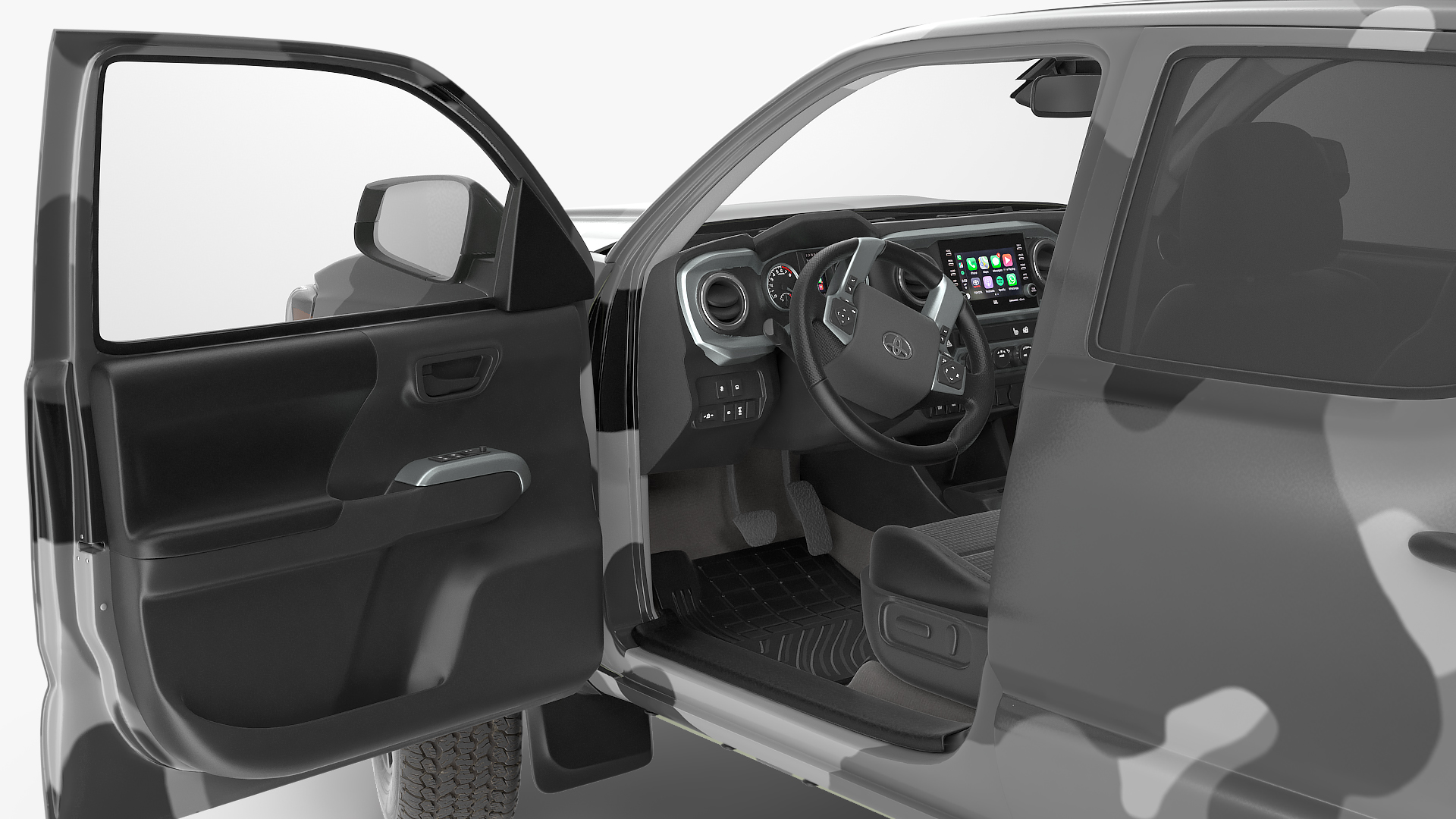 Toyota Tacoma TRD Off Road Gray Camouflage 2021 Rigged 3D model