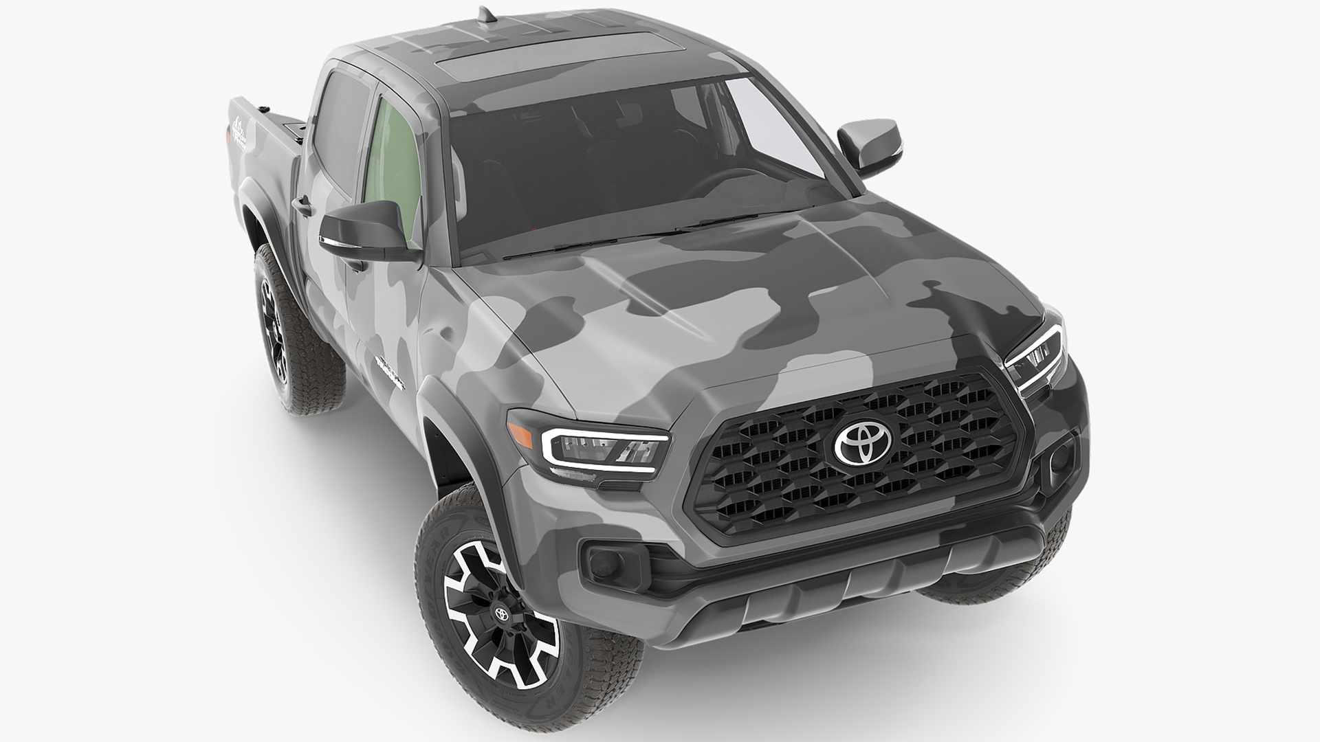Toyota Tacoma TRD Off Road Gray Camouflage 2021 Rigged 3D model