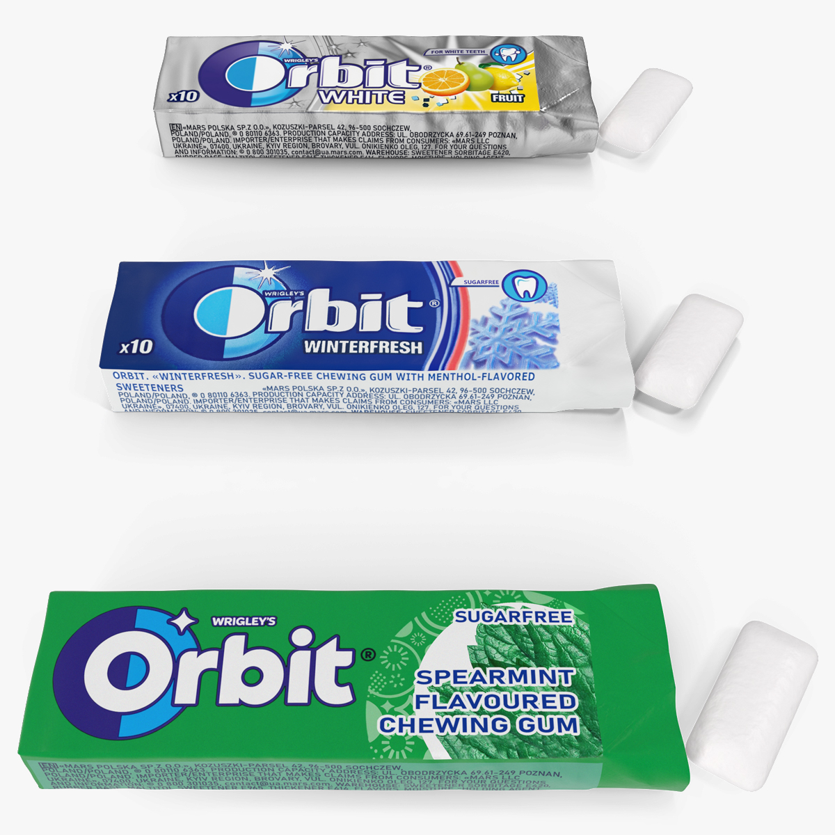 Orbit Chewing Gum Three Tastes Open with Pads, view 10