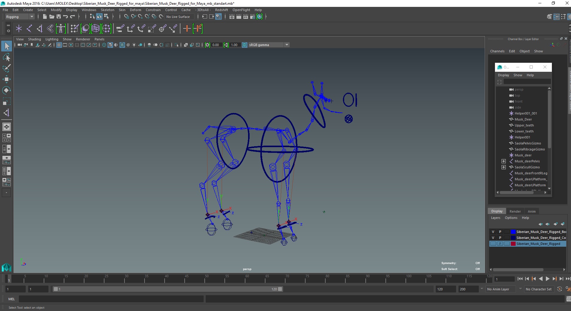 Siberian Musk Deer Rigged for Maya 3D model