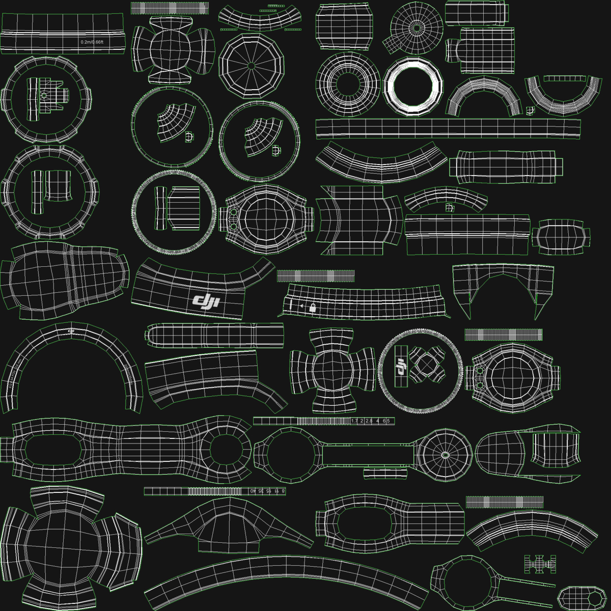 DJI Inspire 1 Quadcopter Black Edition Rigged Set 3D model