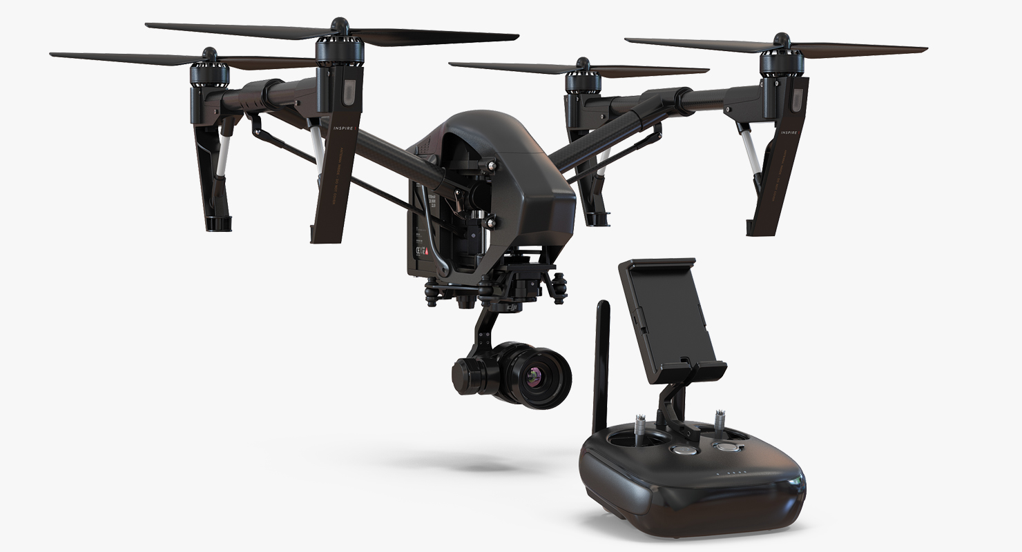 DJI Inspire 1 Quadcopter Black Edition Rigged Set 3D model