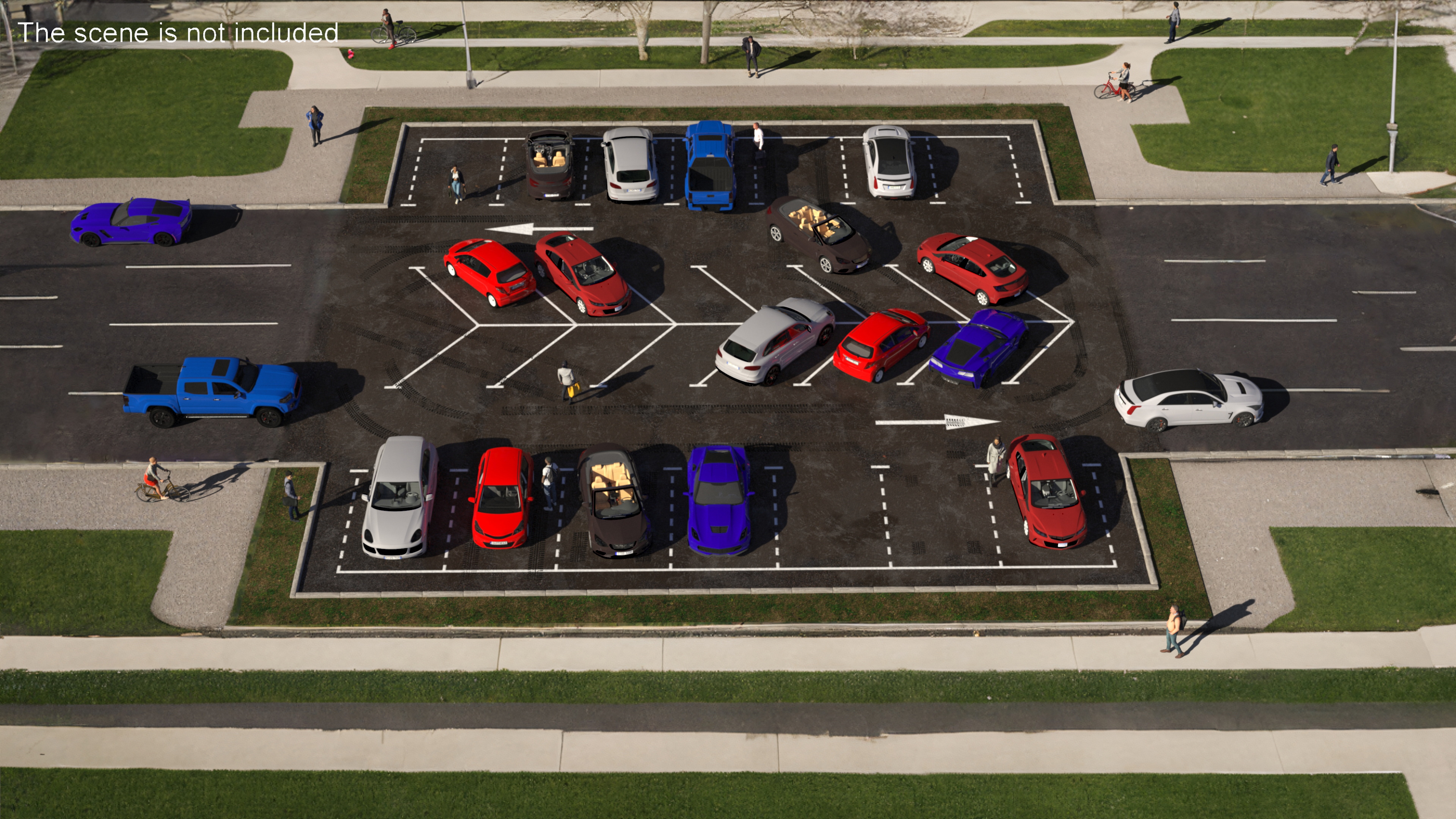 3D On Street Parking 26 Spaces Filled Old model