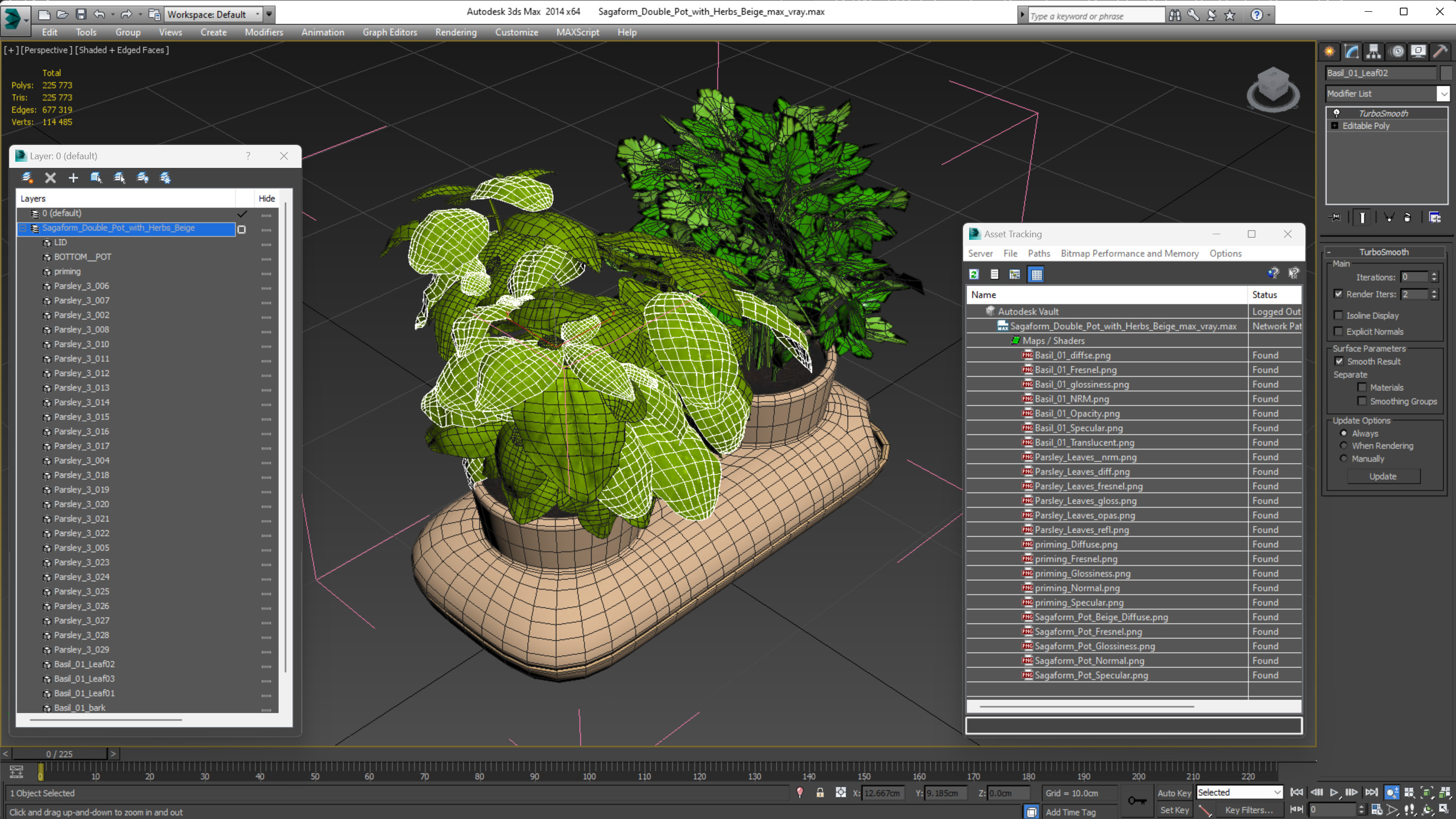 3D Sagaform Double Pot with Herbs Beige