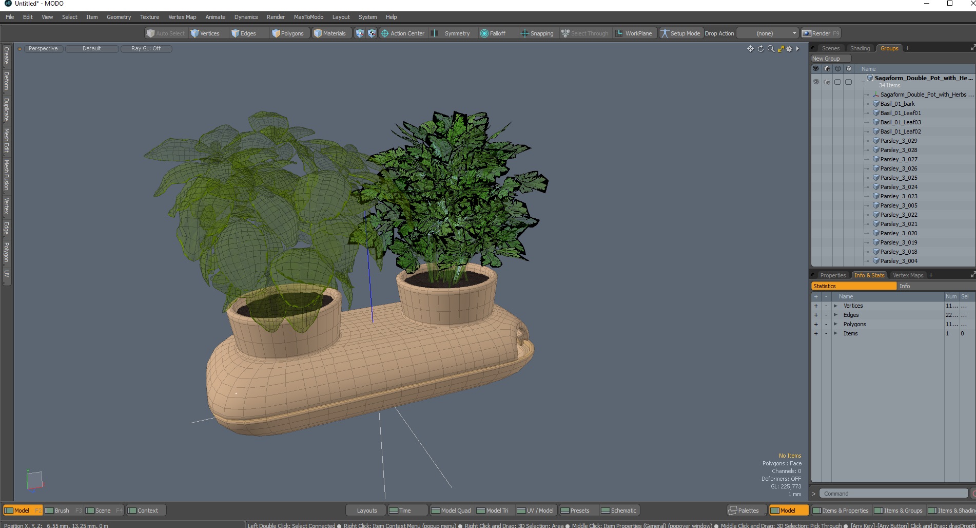 3D Sagaform Double Pot with Herbs Beige