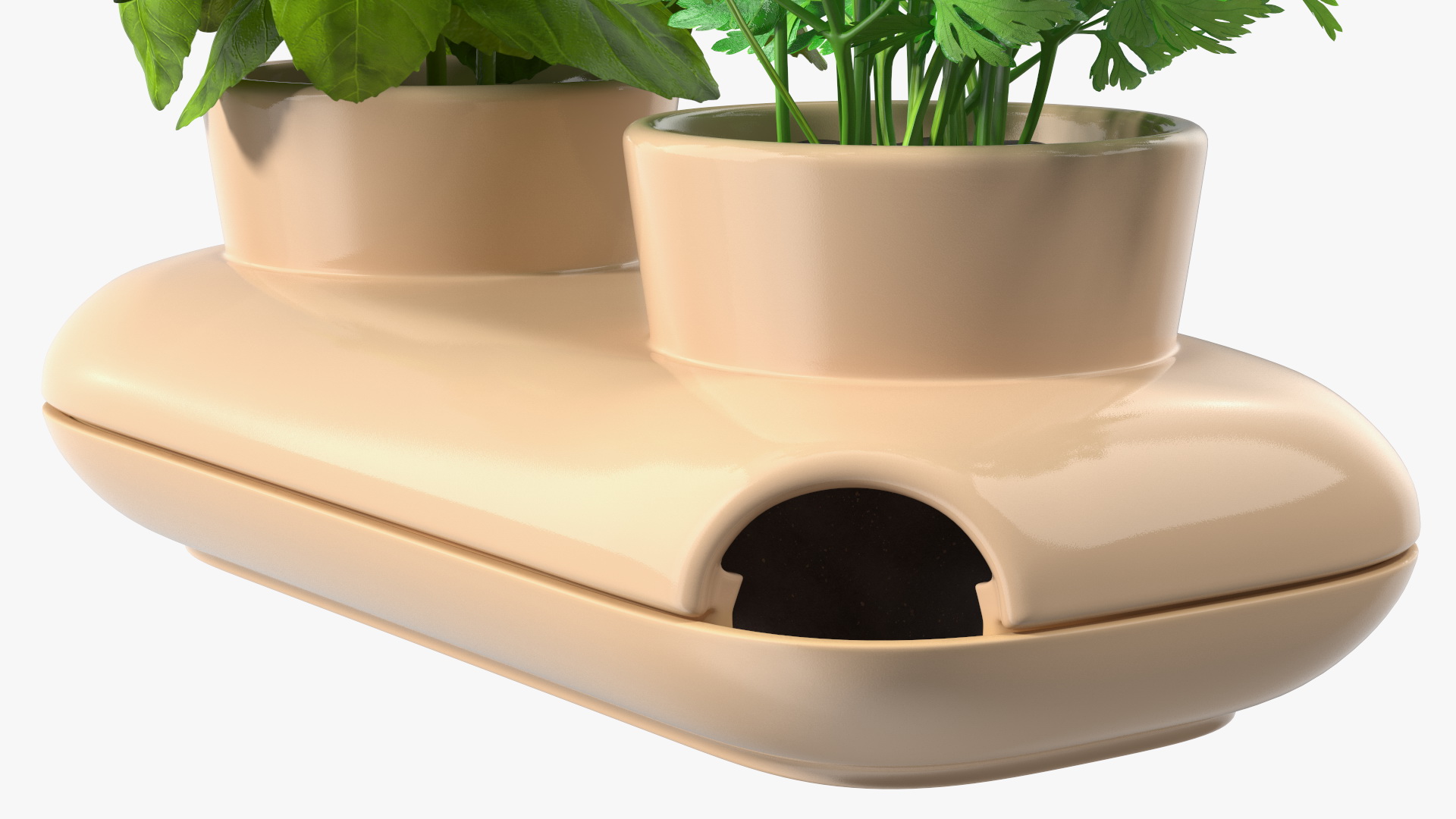 3D Sagaform Double Pot with Herbs Beige