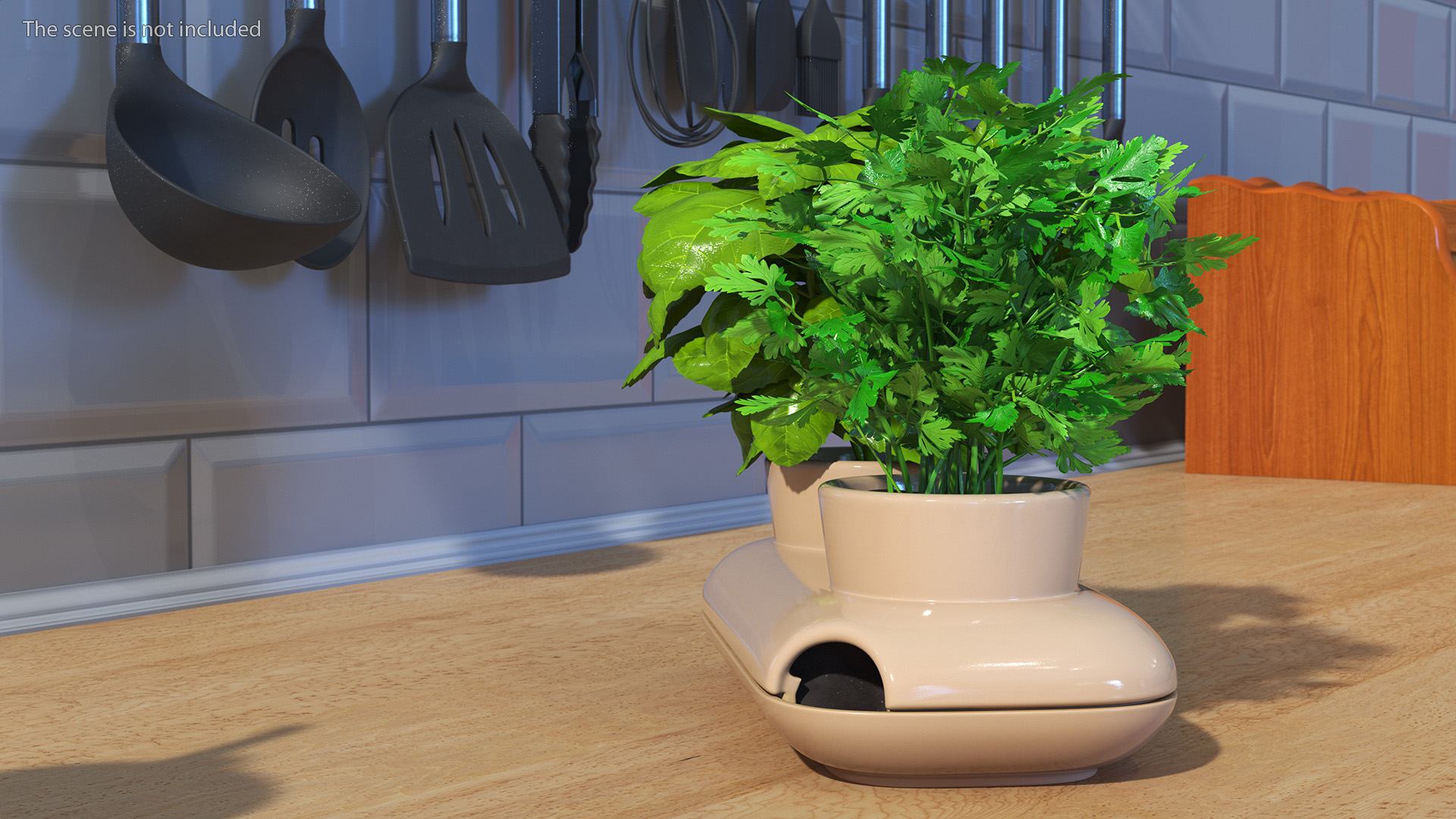 3D Sagaform Double Pot with Herbs Beige