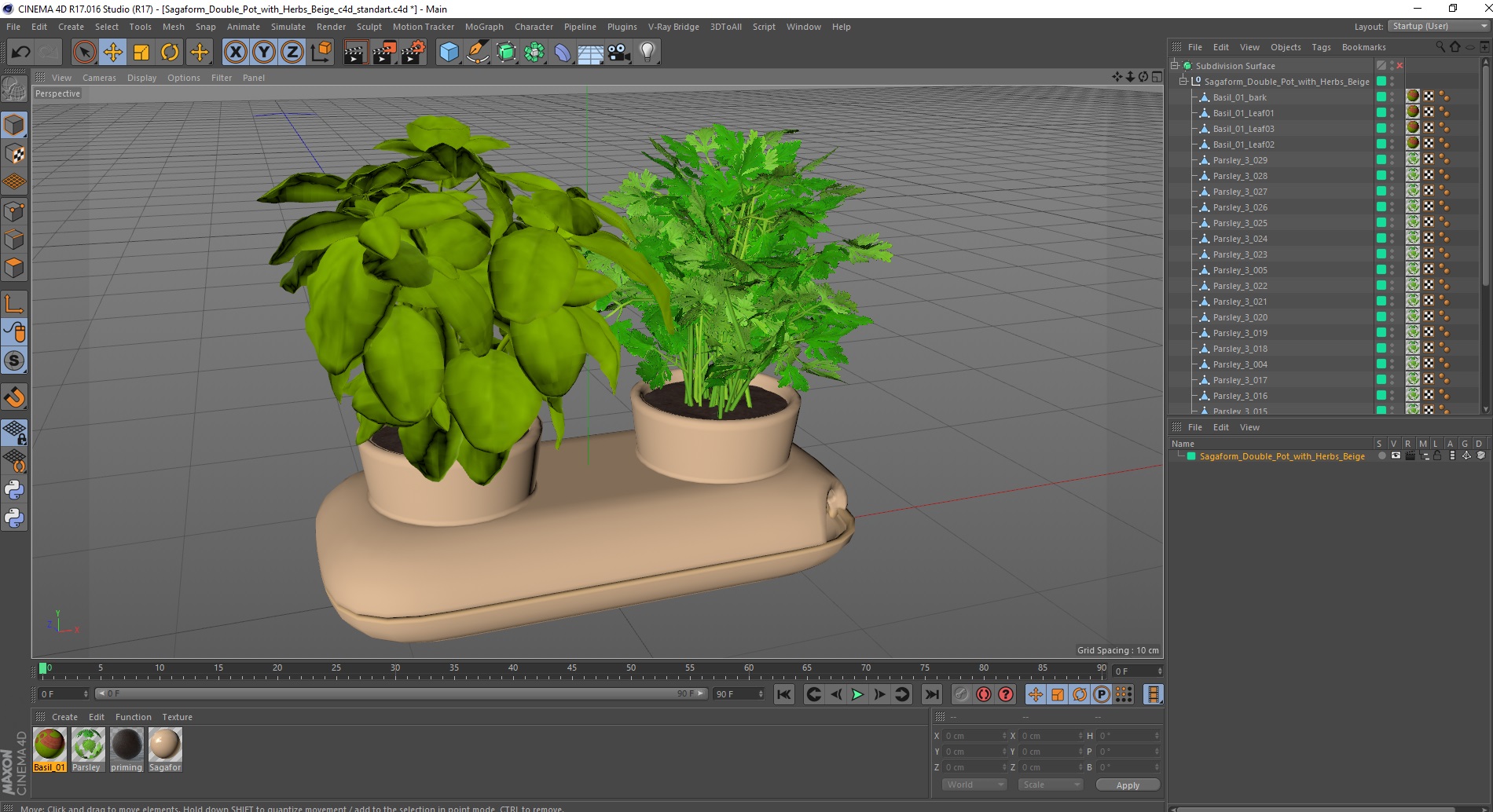 3D Sagaform Double Pot with Herbs Beige