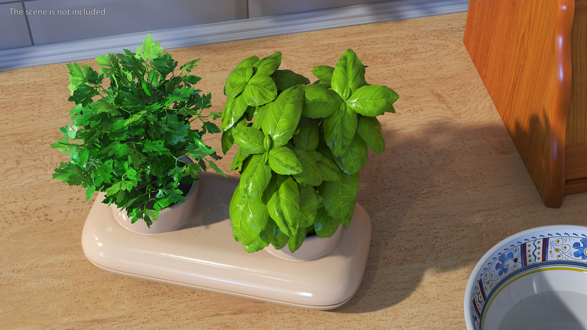 3D Sagaform Double Pot with Herbs Beige