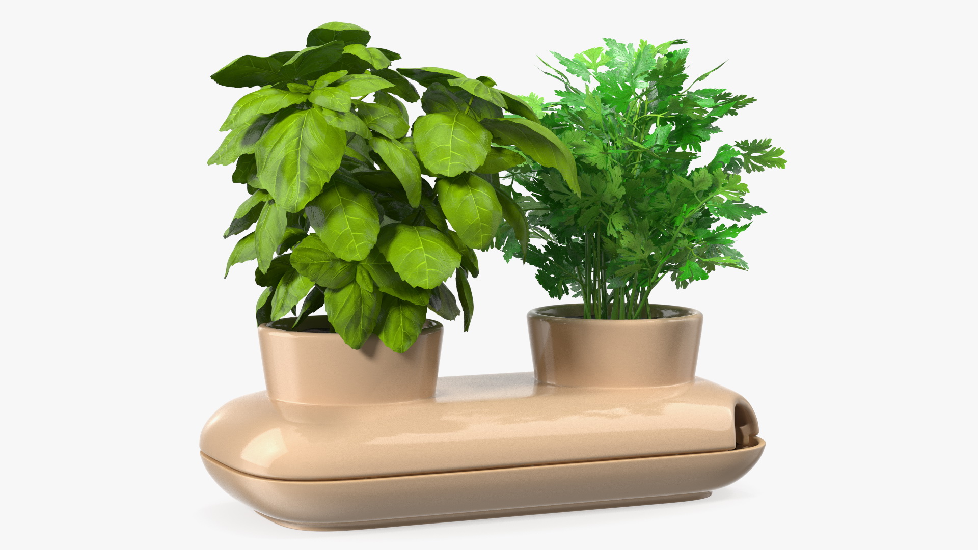 3D Sagaform Double Pot with Herbs Beige