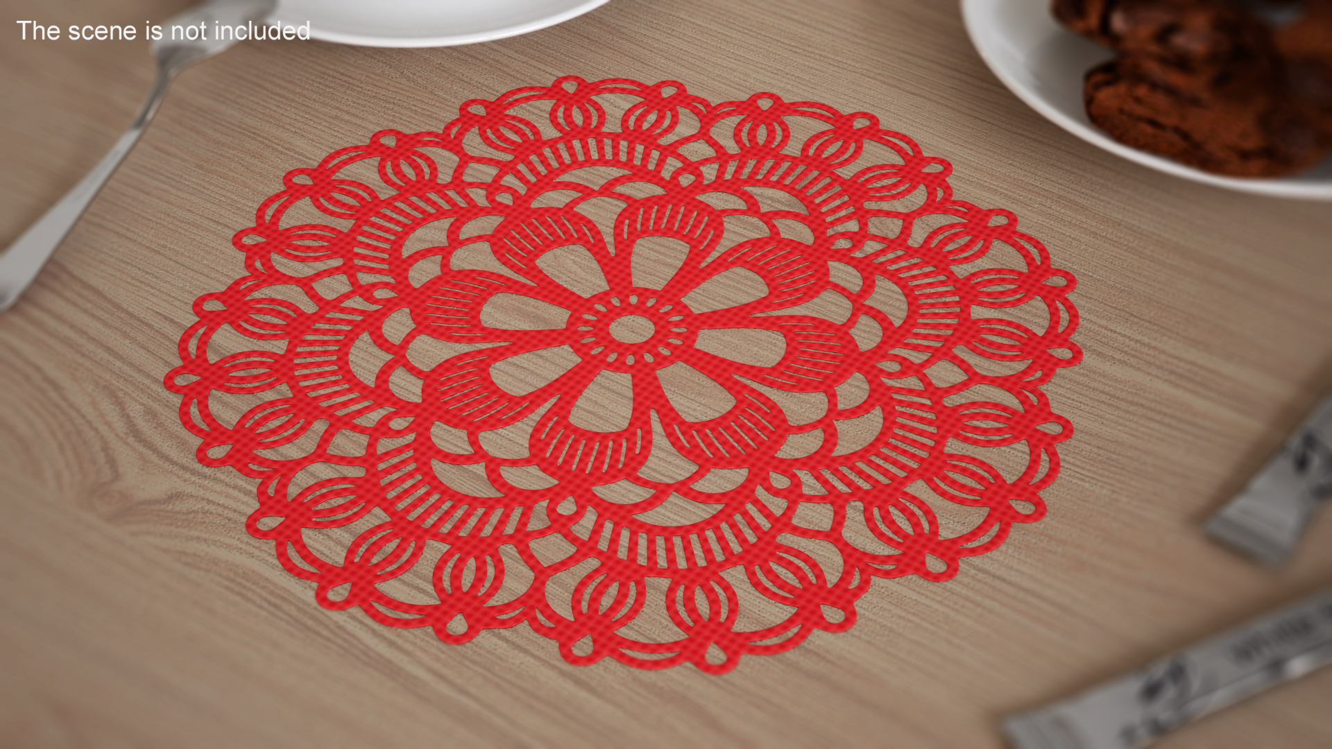 Disposable Lace Paper Doilie Red 3D