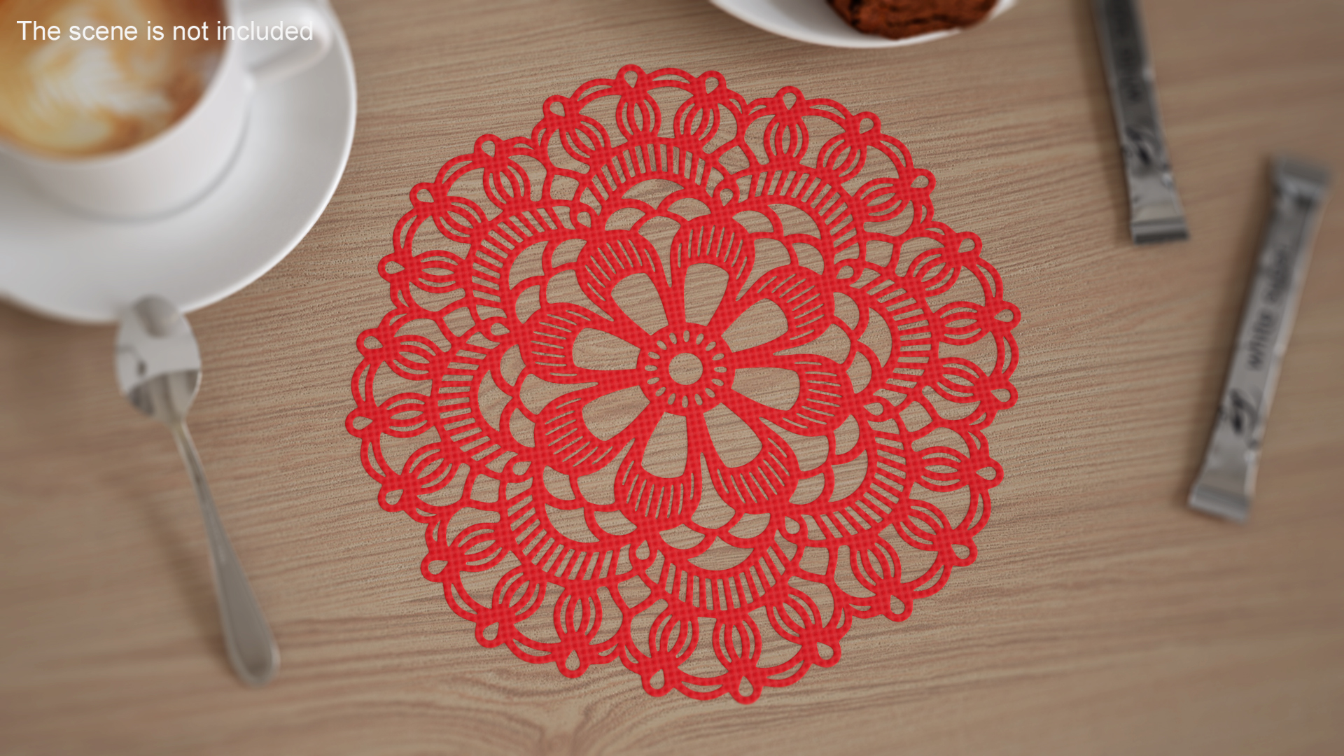 Disposable Lace Paper Doilie Red 3D