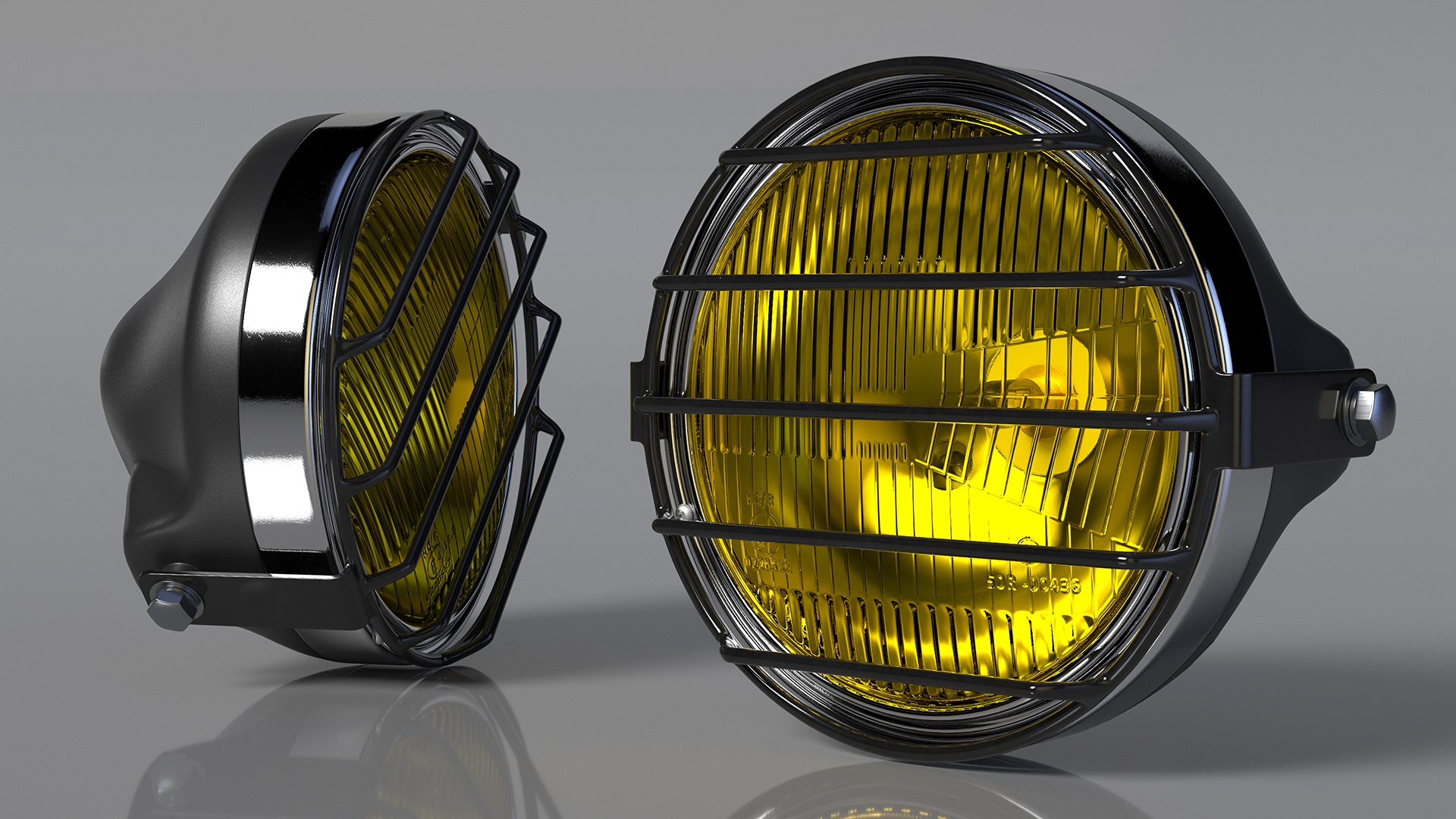 3D Motorcycle Headlight Yellow with Cover Protector model