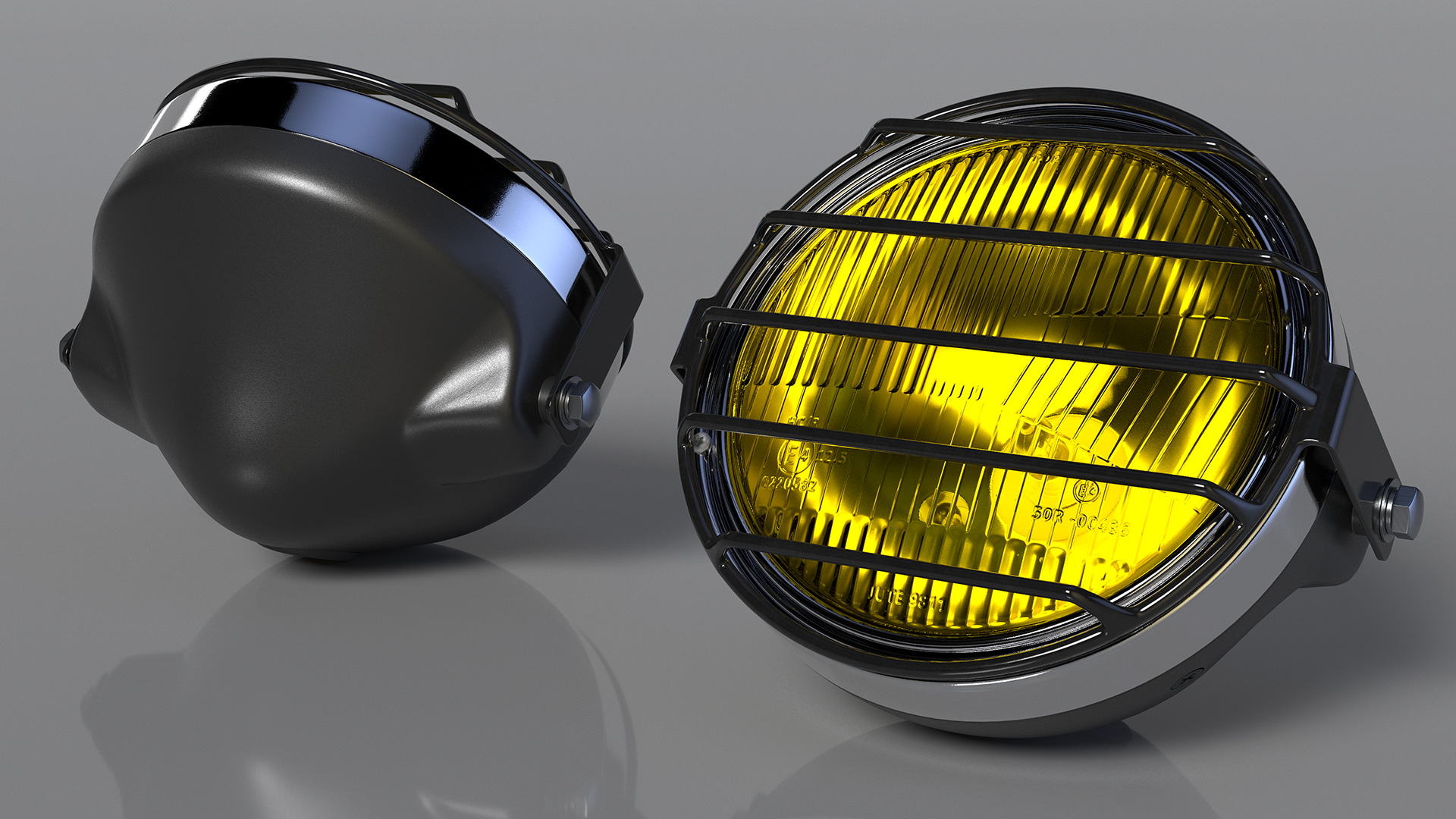 3D Motorcycle Headlight Yellow with Cover Protector model