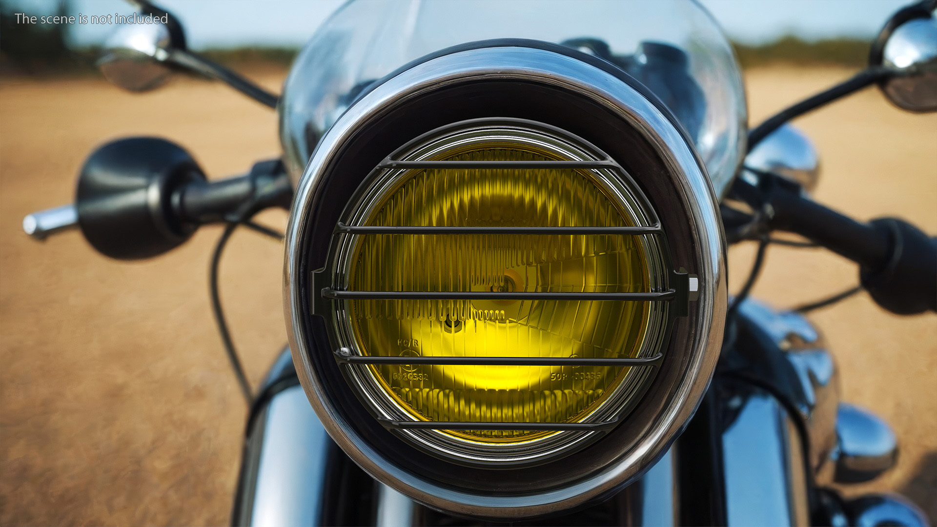 3D Motorcycle Headlight Yellow with Cover Protector model