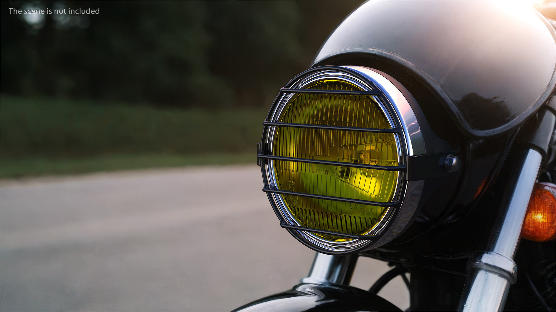 3D Motorcycle Headlight Yellow with Cover Protector model