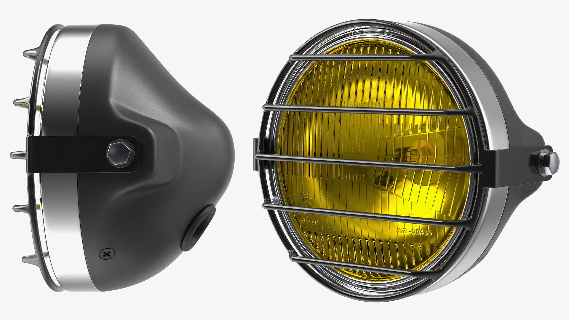 3D Motorcycle Headlight Yellow with Cover Protector model