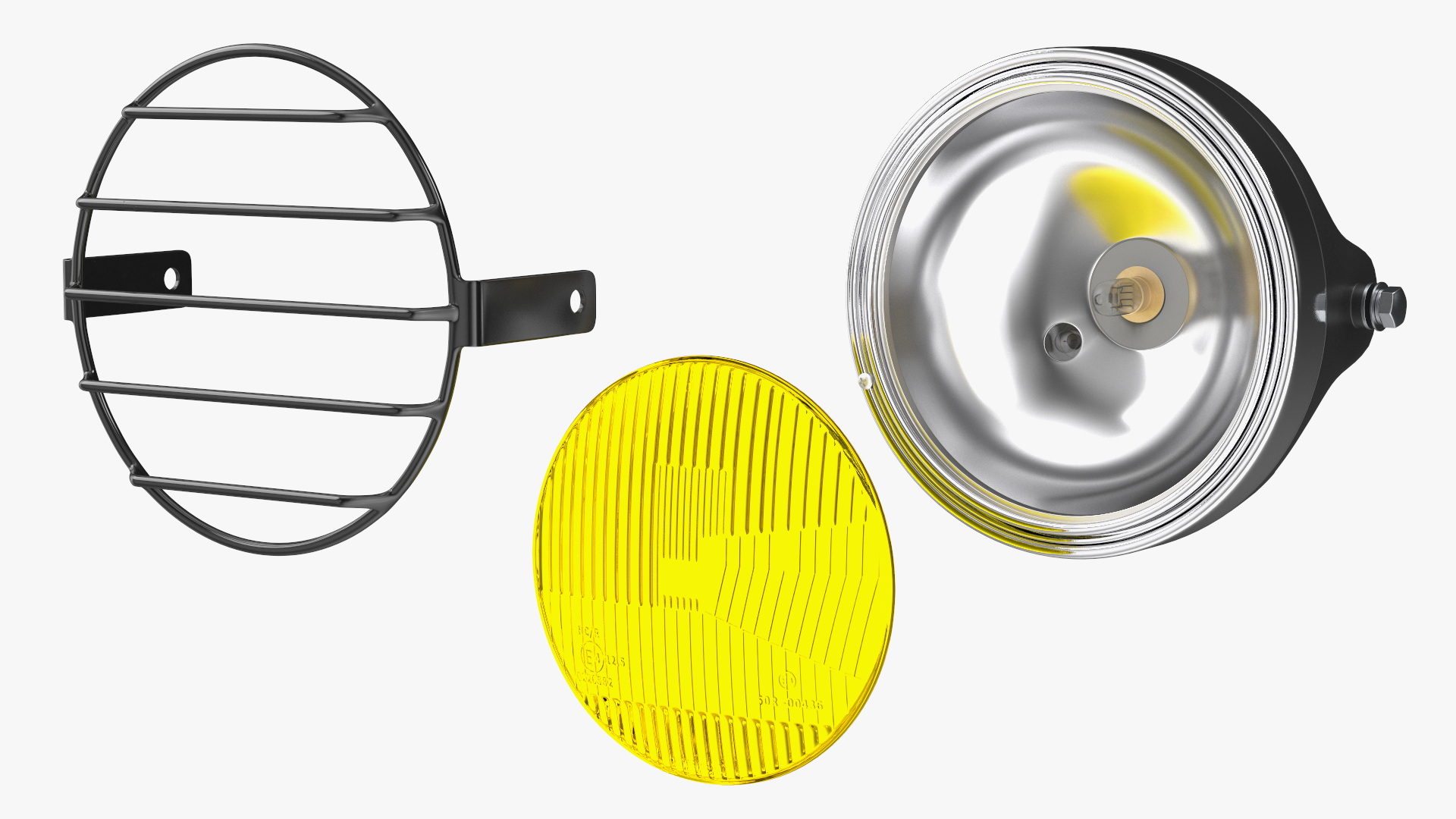 3D Motorcycle Headlight Yellow with Cover Protector model